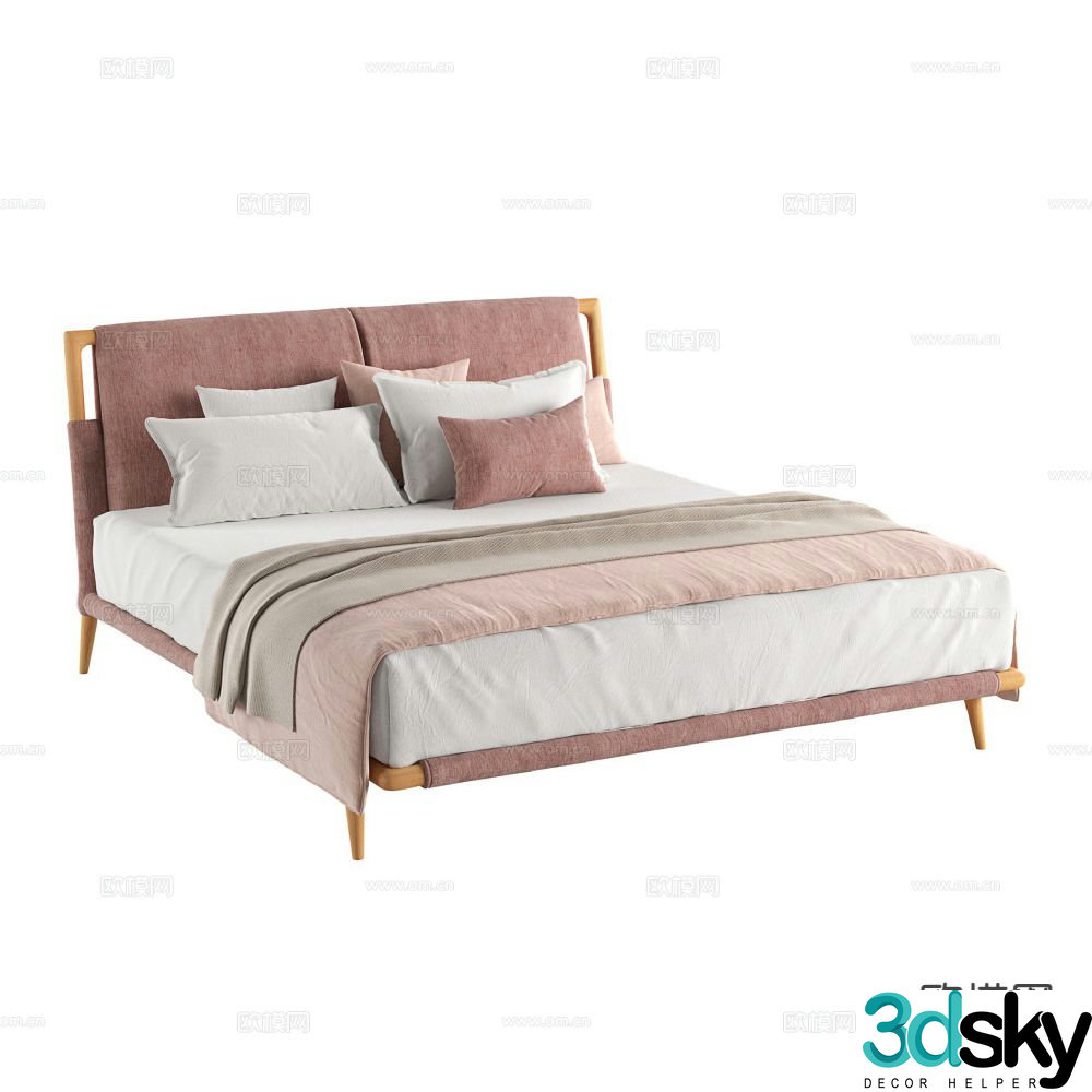 Nordic double bed 3d model