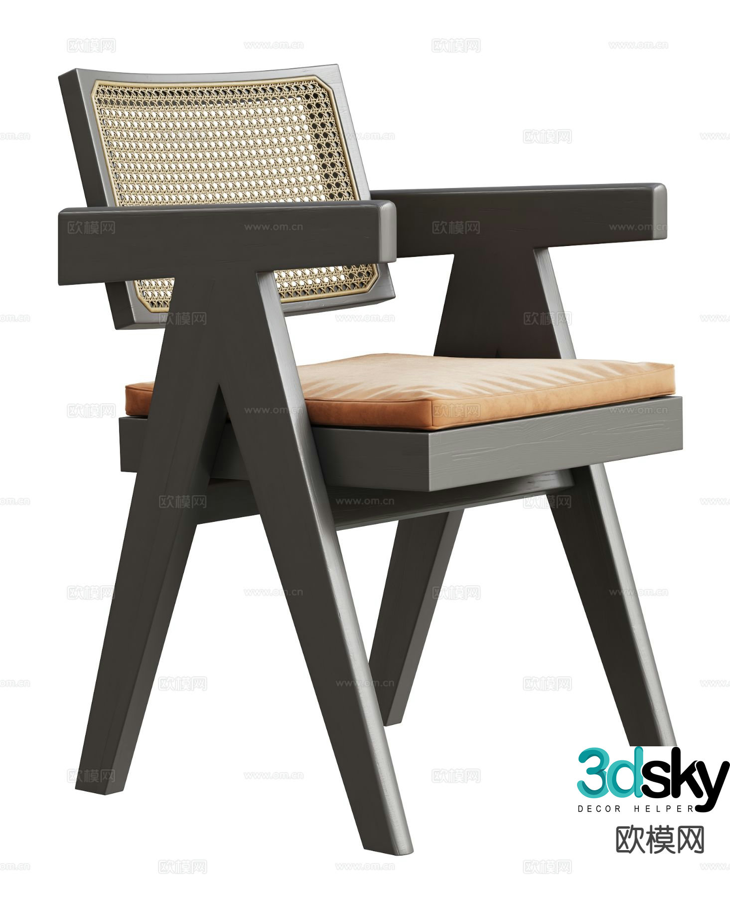 Wabiji rattan single chair dining chair 3d model