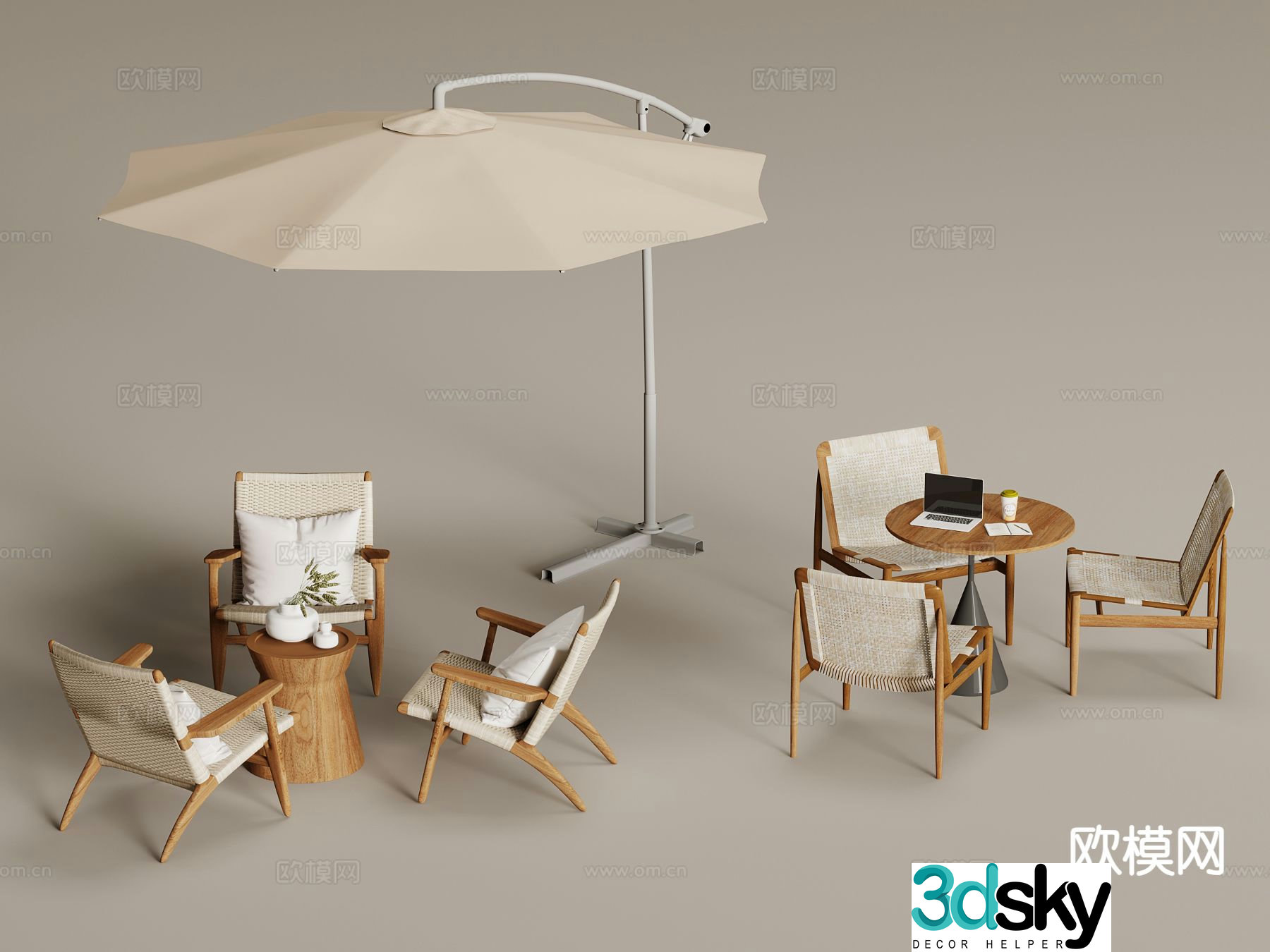 Modern outdoor table and chairs 3d model