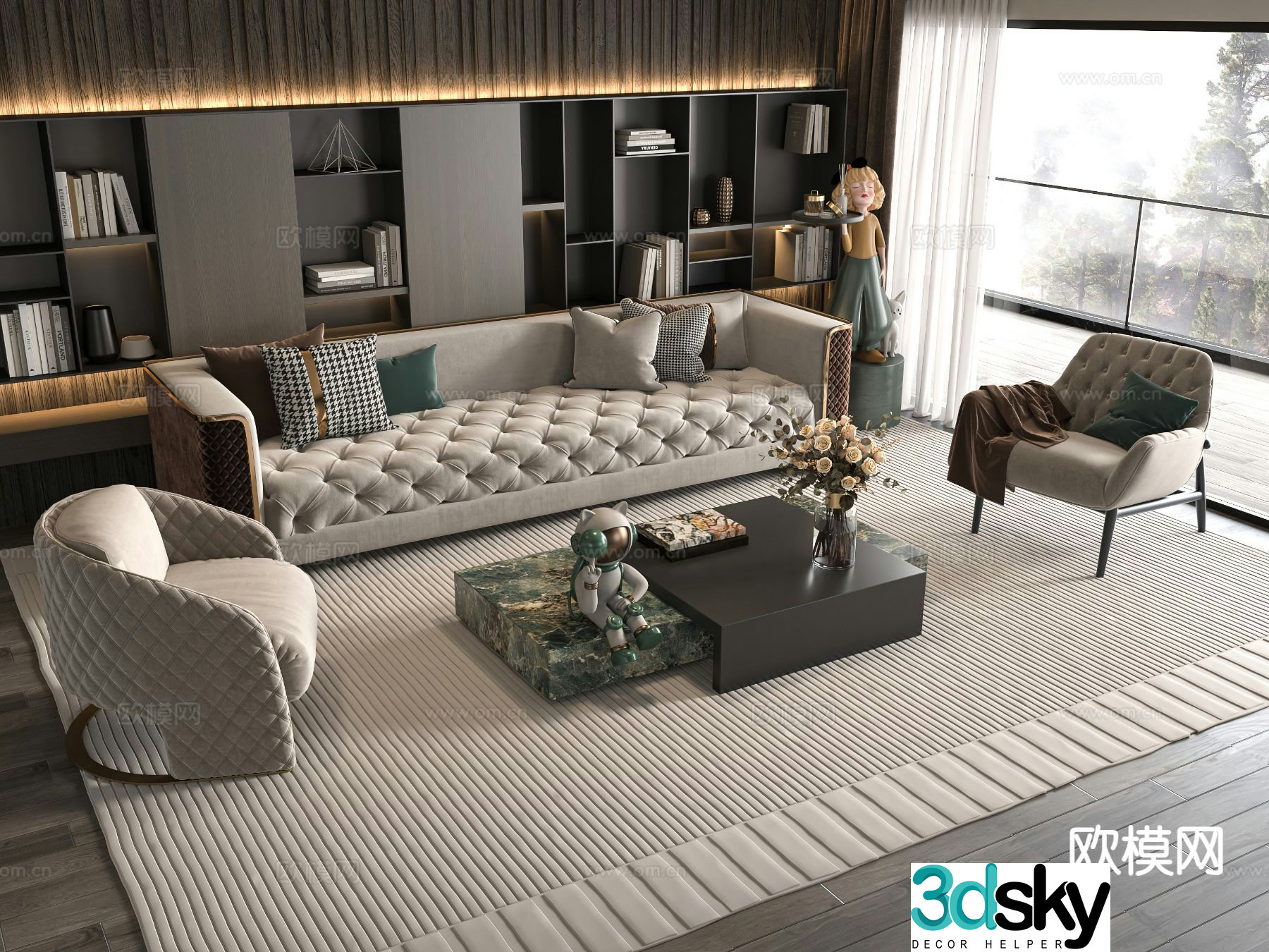 Simple European modular sofa 3D model
