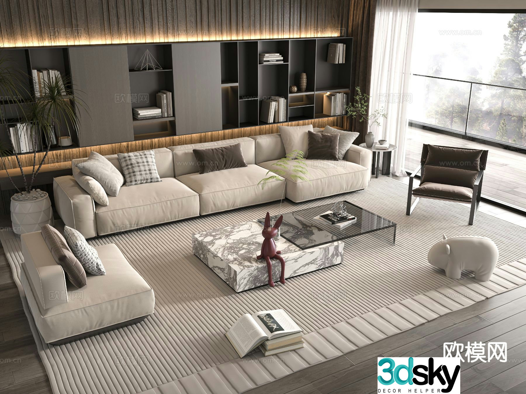 Modern upholstered sofa modular sofa 3d model