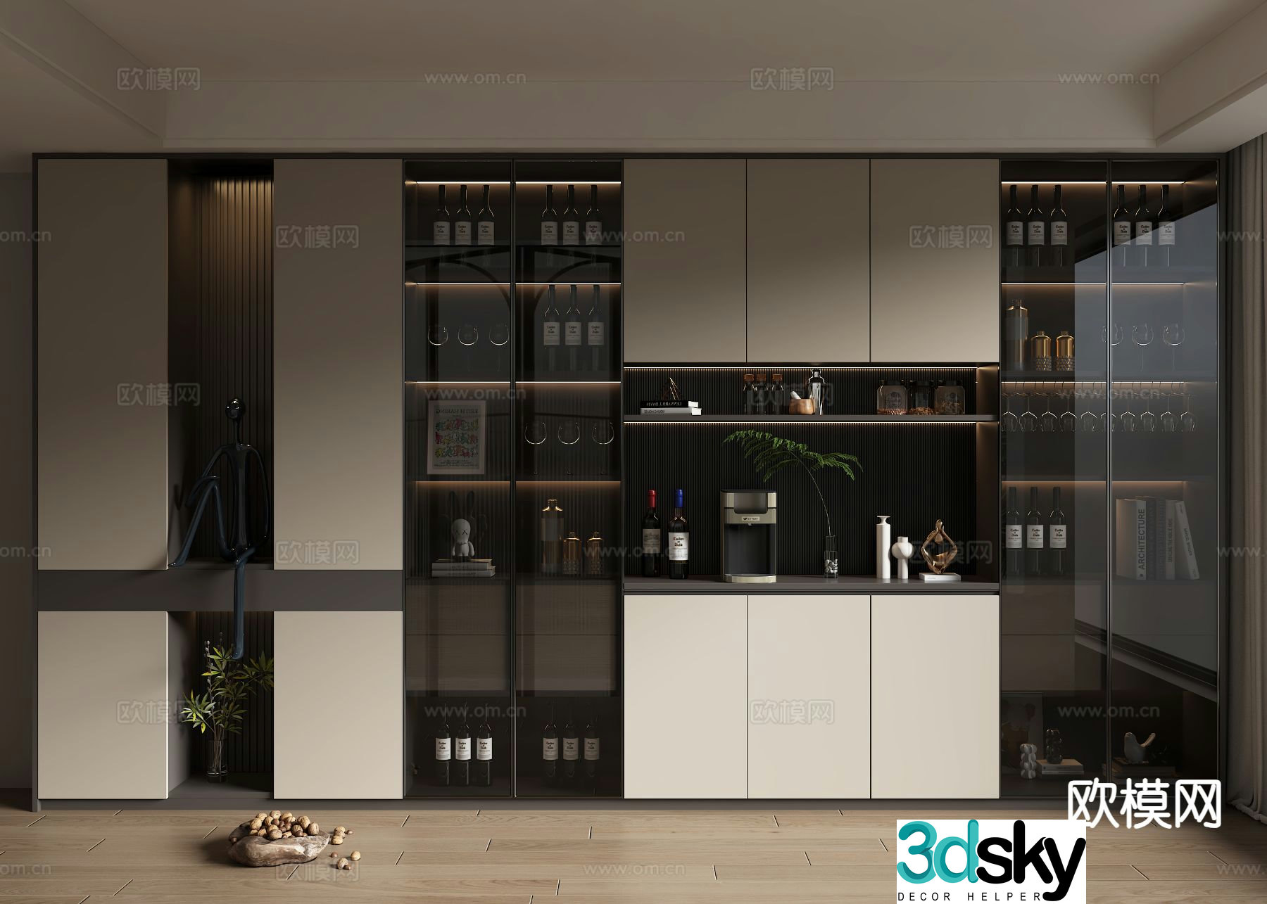 Modern wine cabinet 3d model