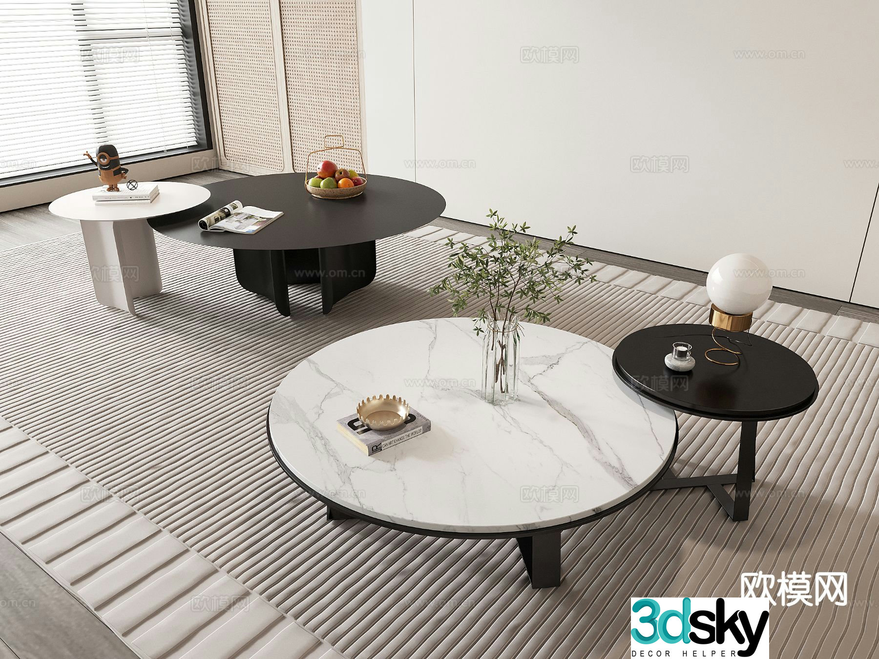 Modern double coffee table 3d model