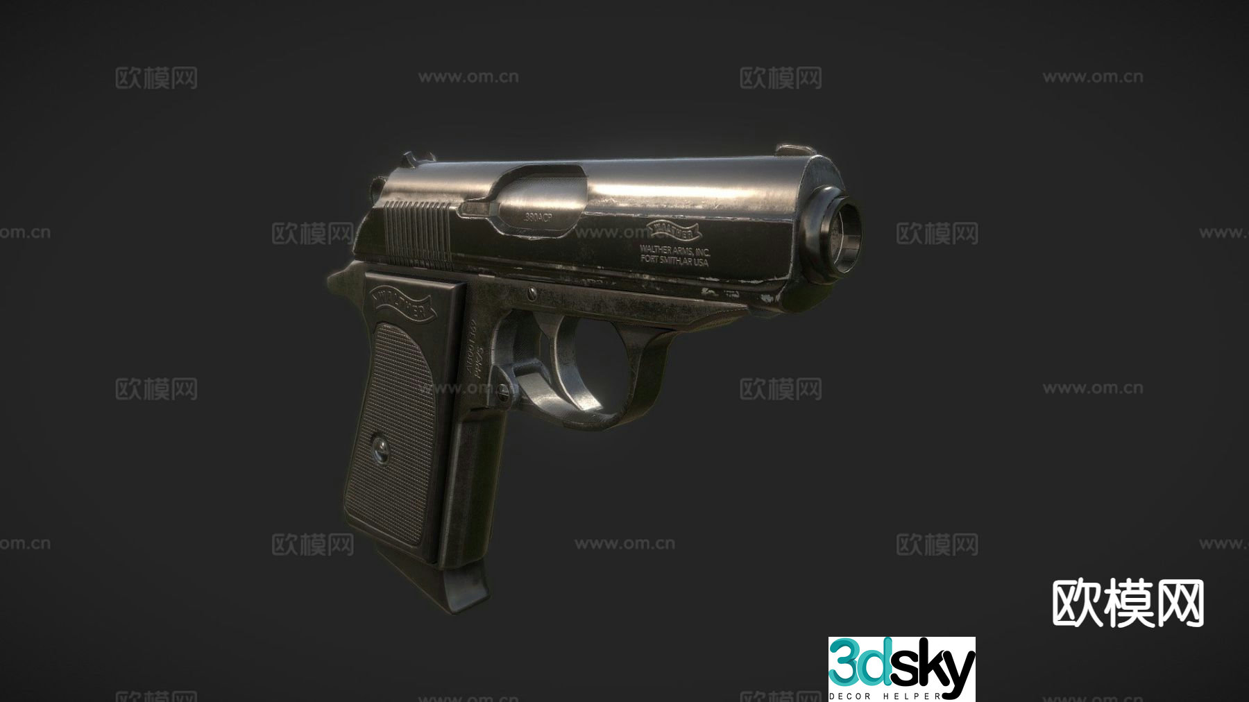 modern gun pistol 3d model
