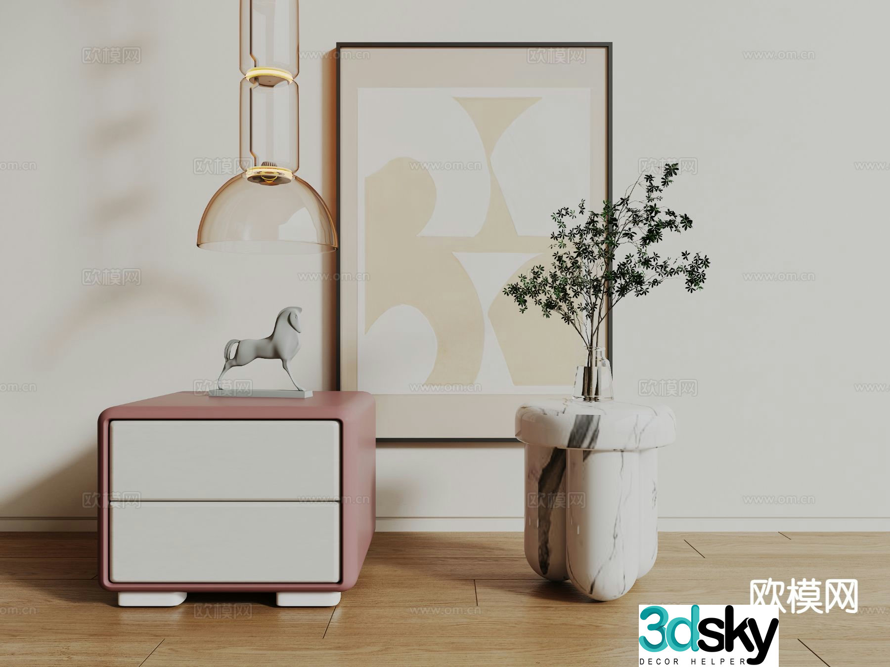 Modern bedside table 3d model