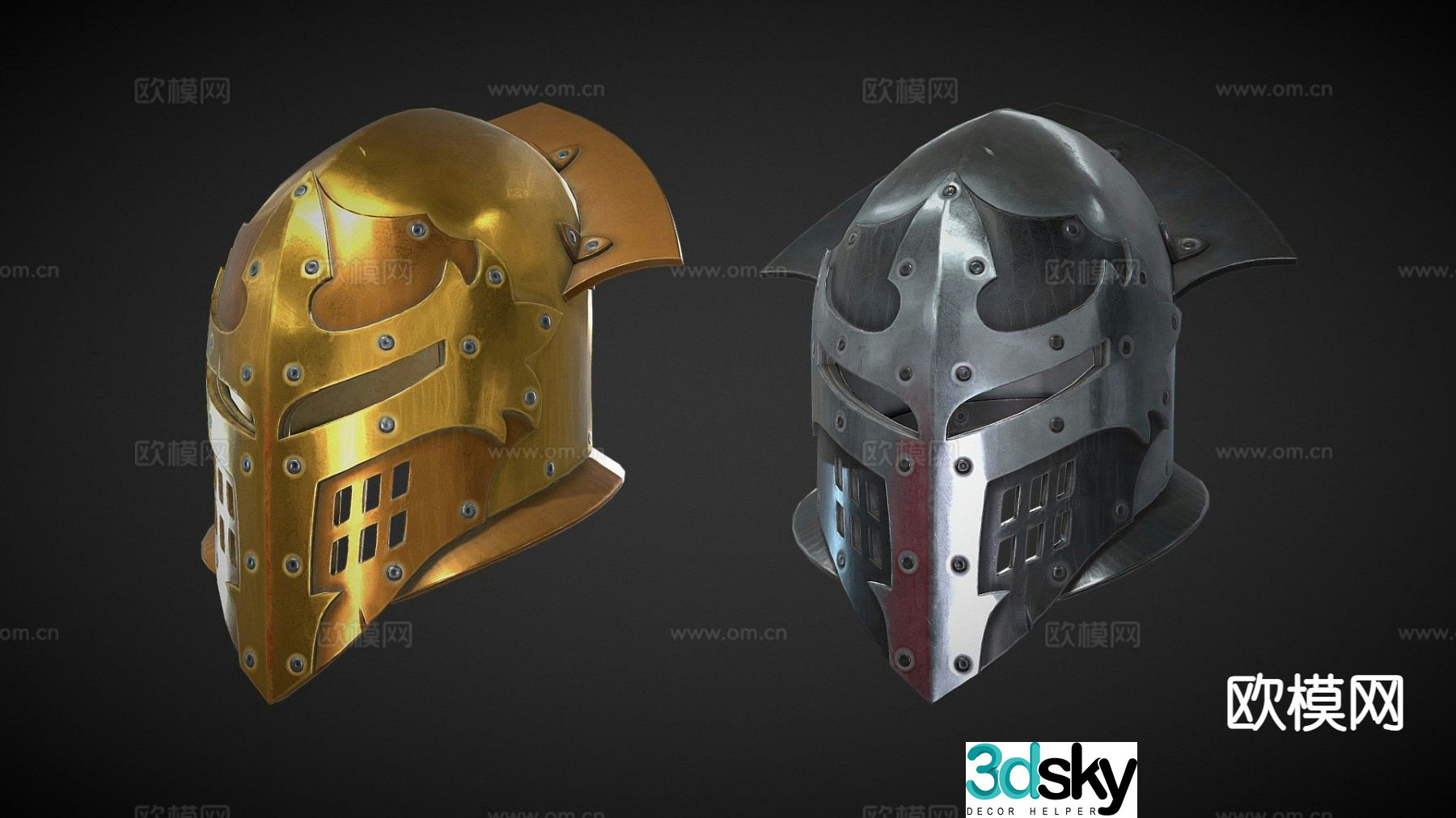 Modern knight helmet 3d model
