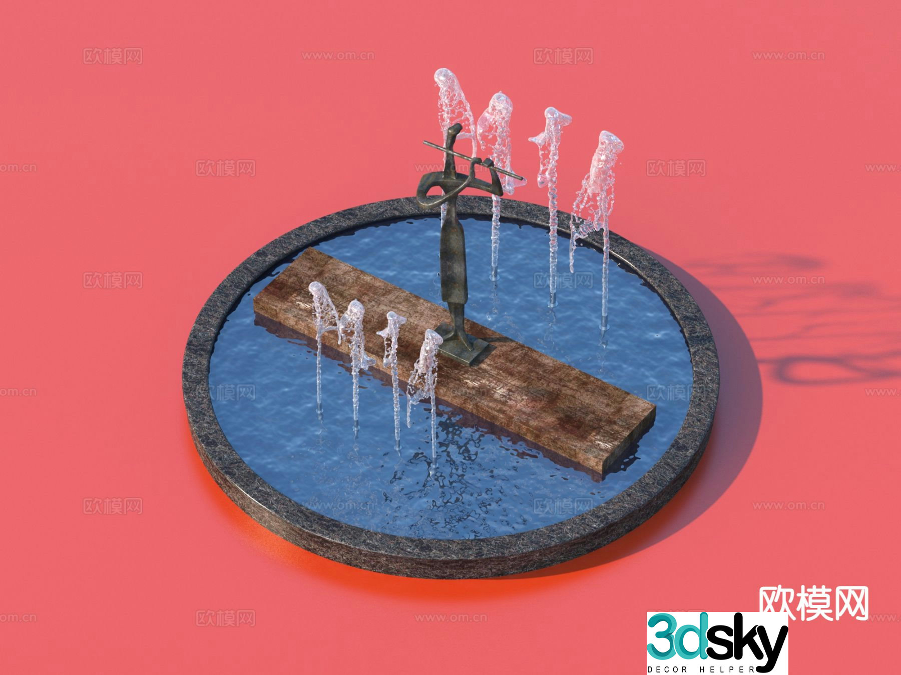 Urban sculpture water fountain landscape sculpture 3d model
