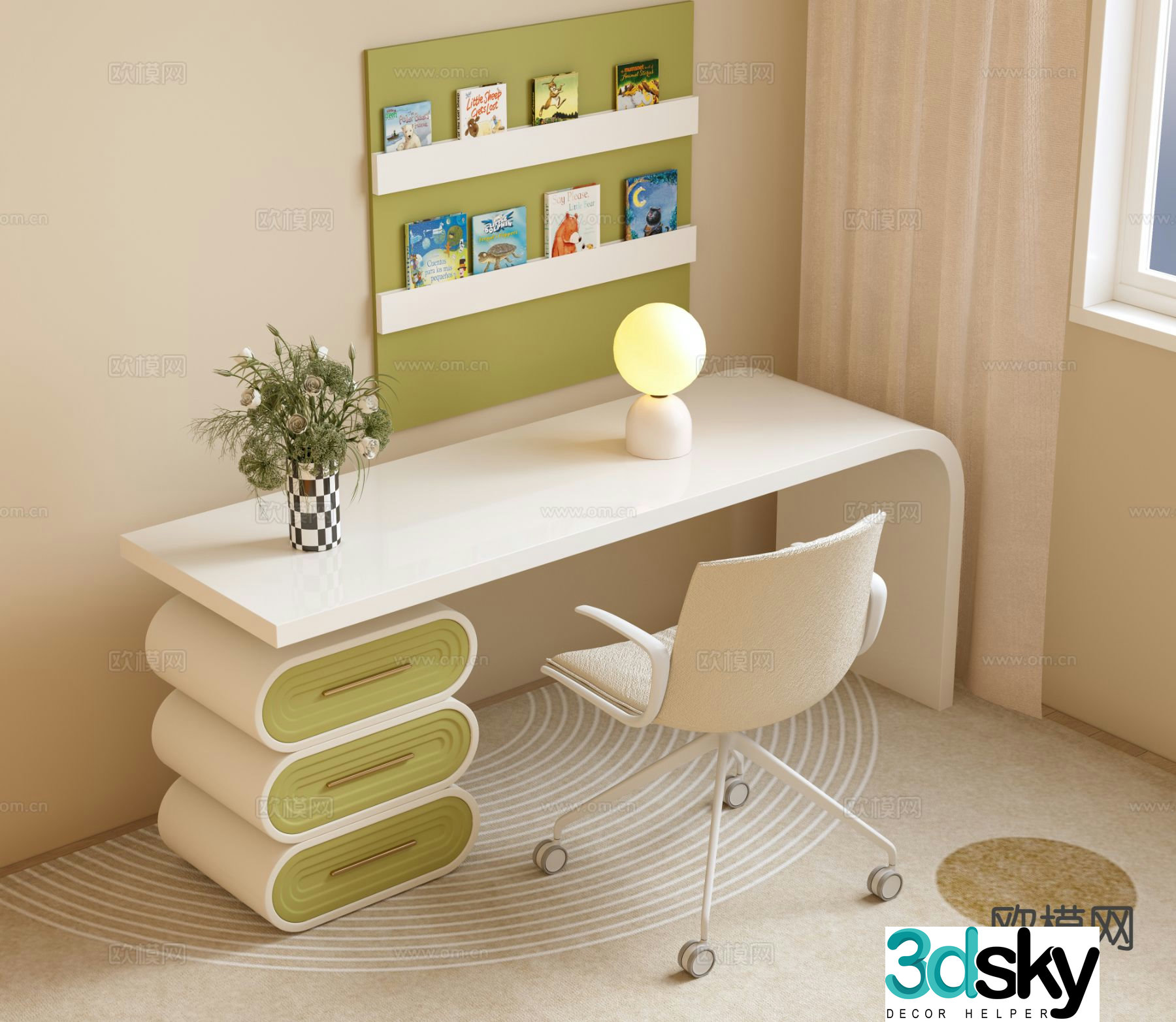 Children’s desk and chair study desk and chair 3d model