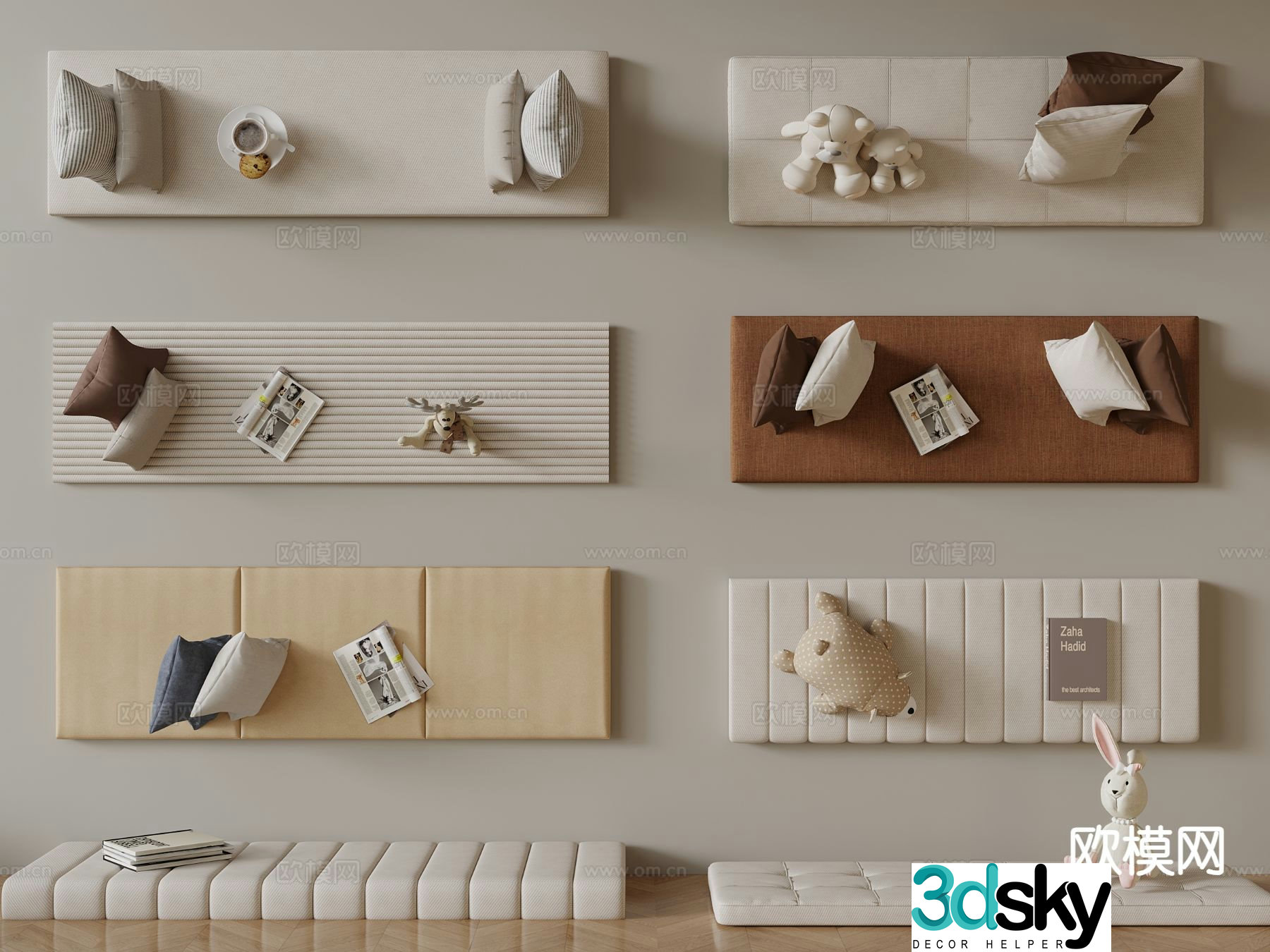 Seat cushion bay window cushion sofa cushion 3D model