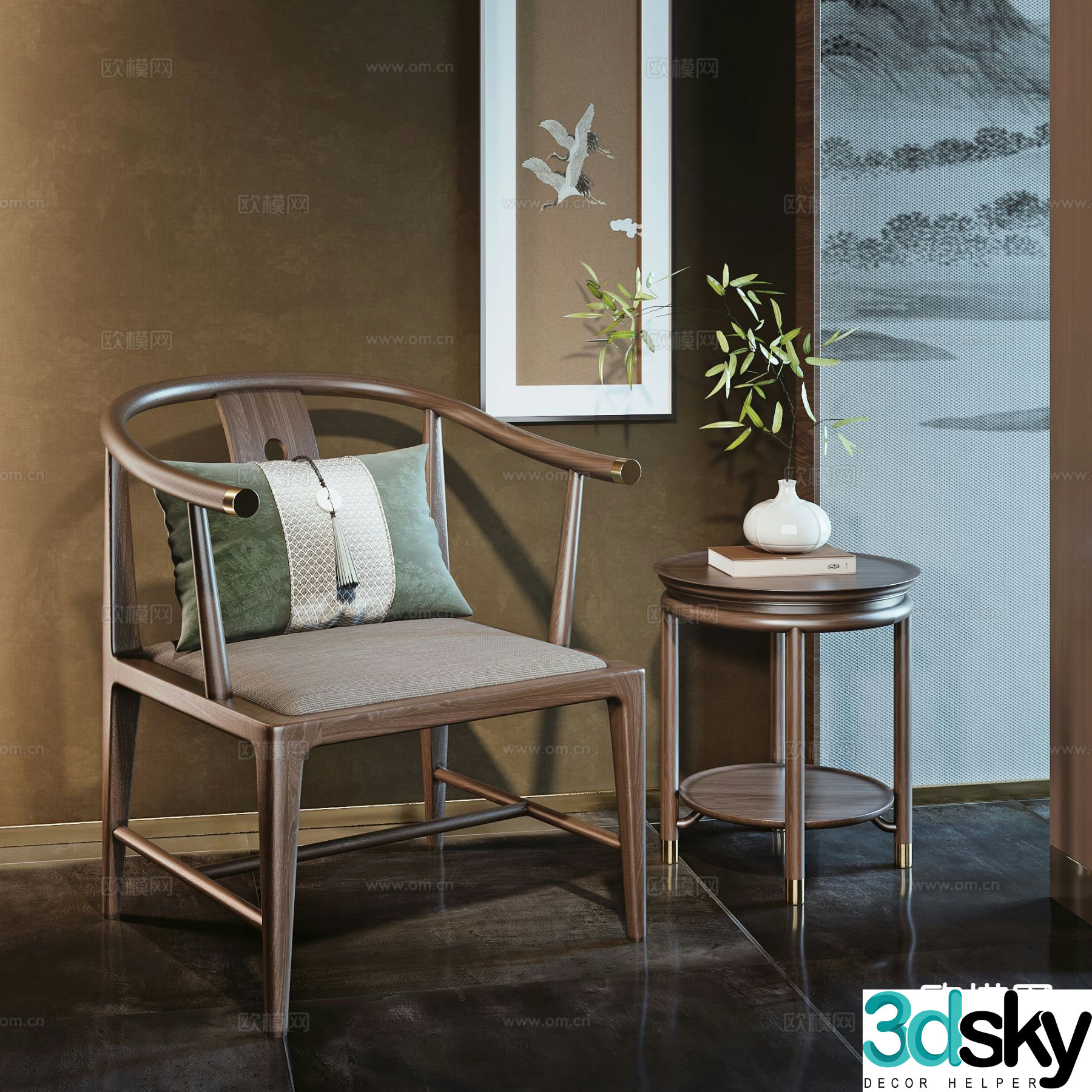New Chinese style leisure chair 3d model