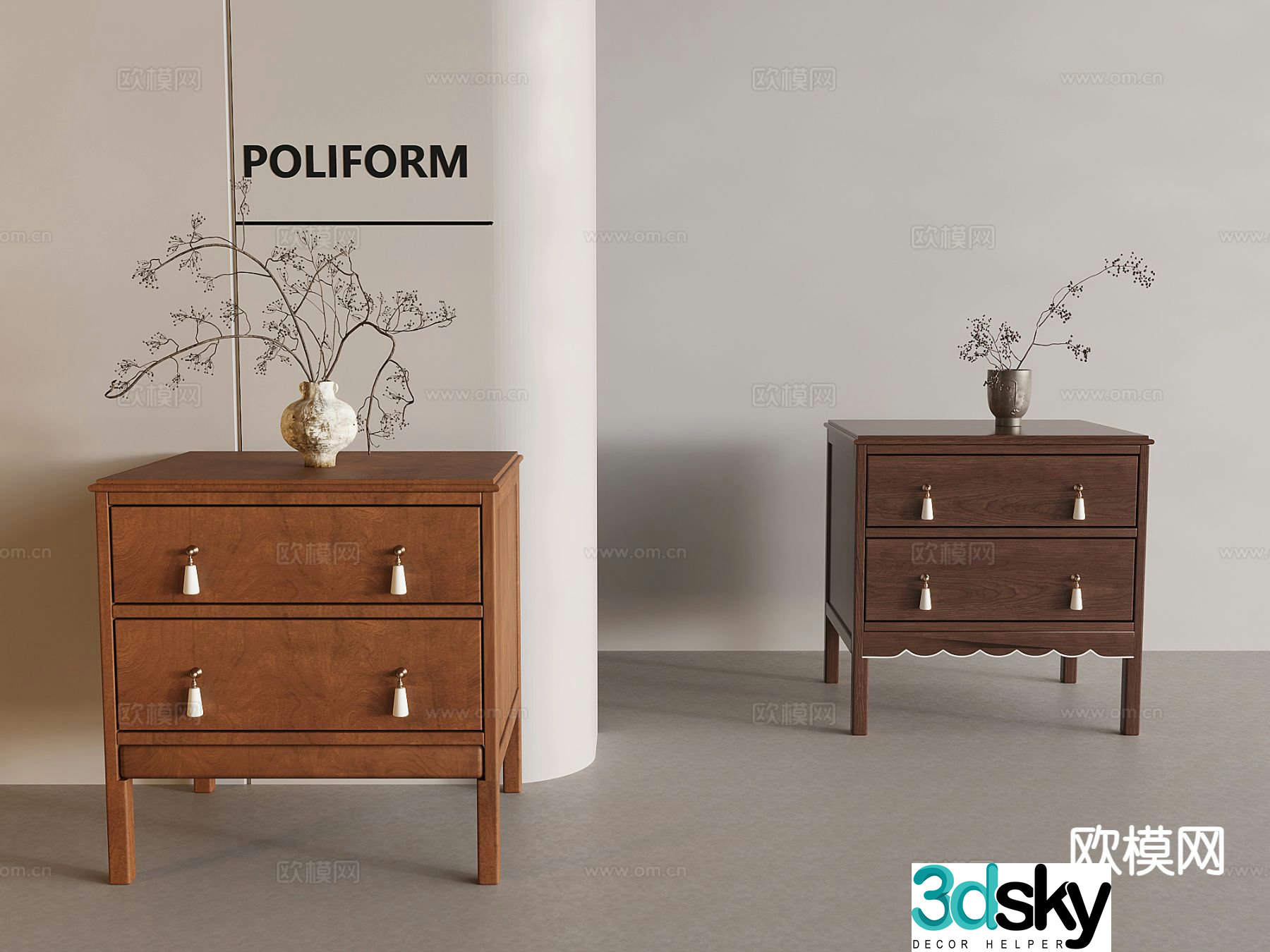 Medieval style bedside table 3d model