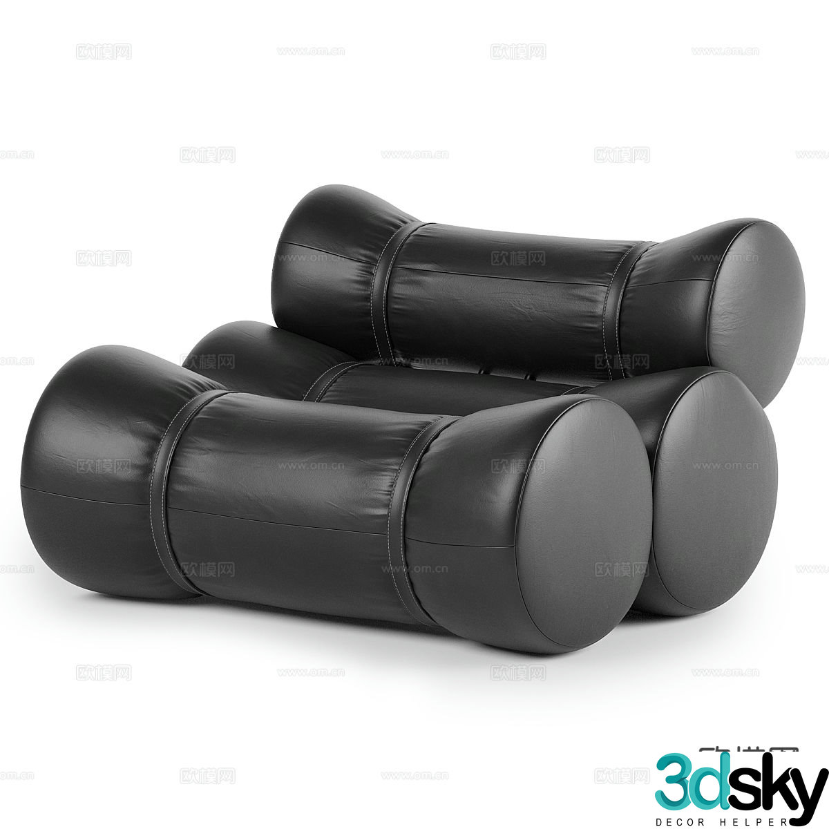 Modern leisure sofa leather sofa single sofa 3d model