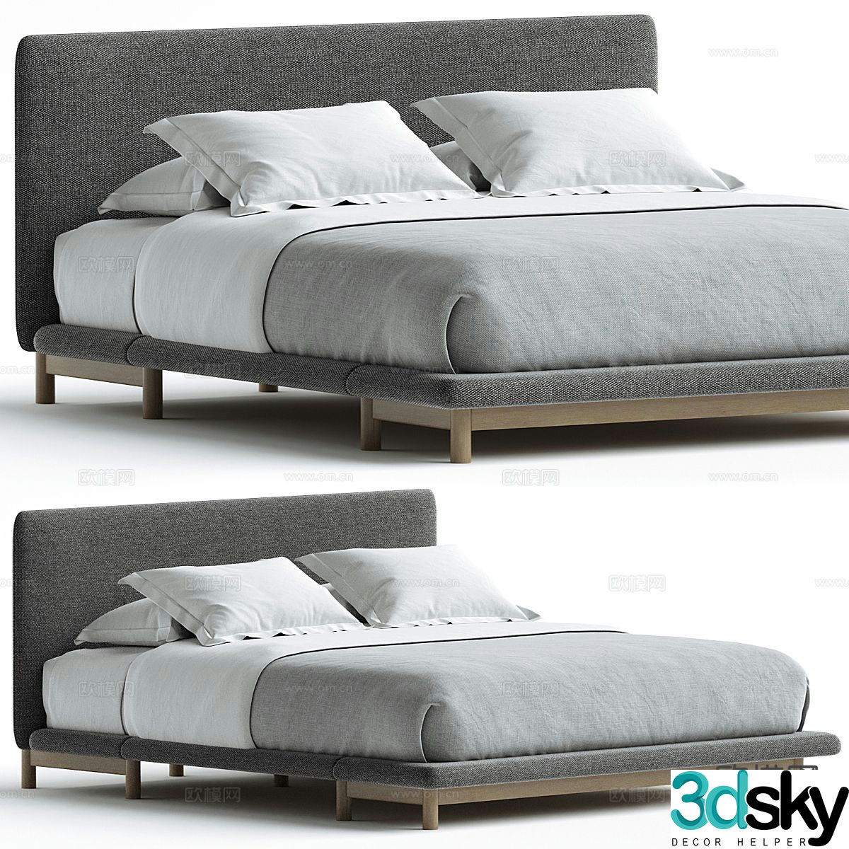 Modern double bed 3d model