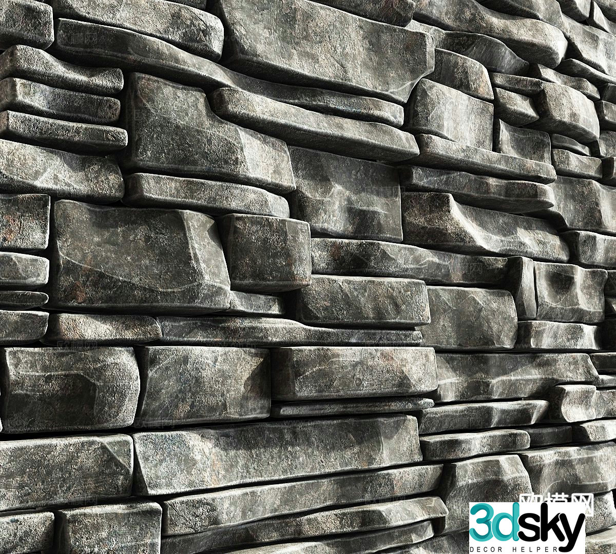 stone wall culture stone background wall stone brick wall 3d model