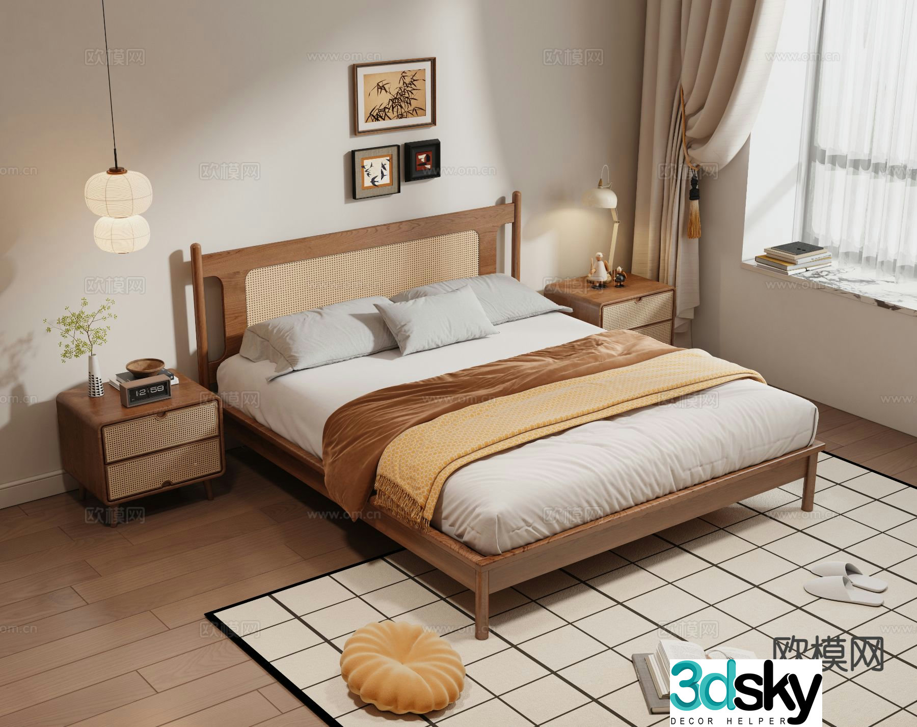 Middle-aged double bed 3D model