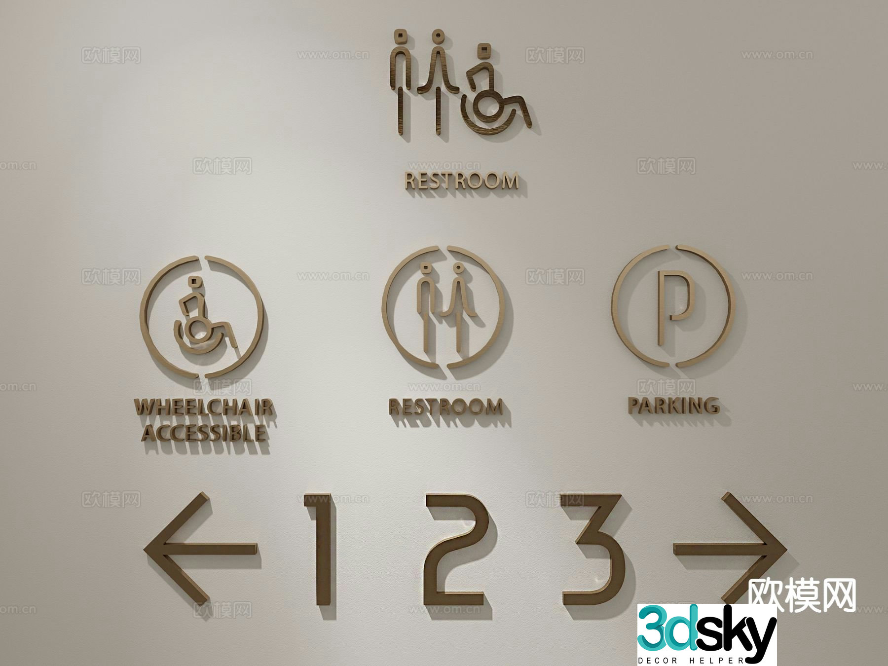 Signage guide sign guide icon 3d model