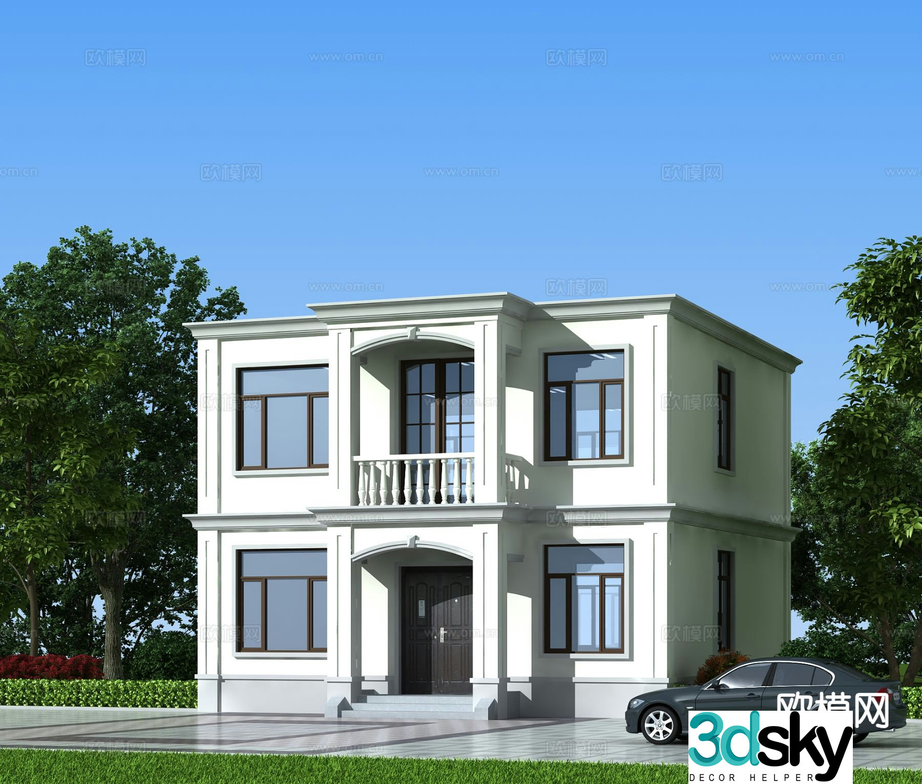 3D model of simple European single-family villa