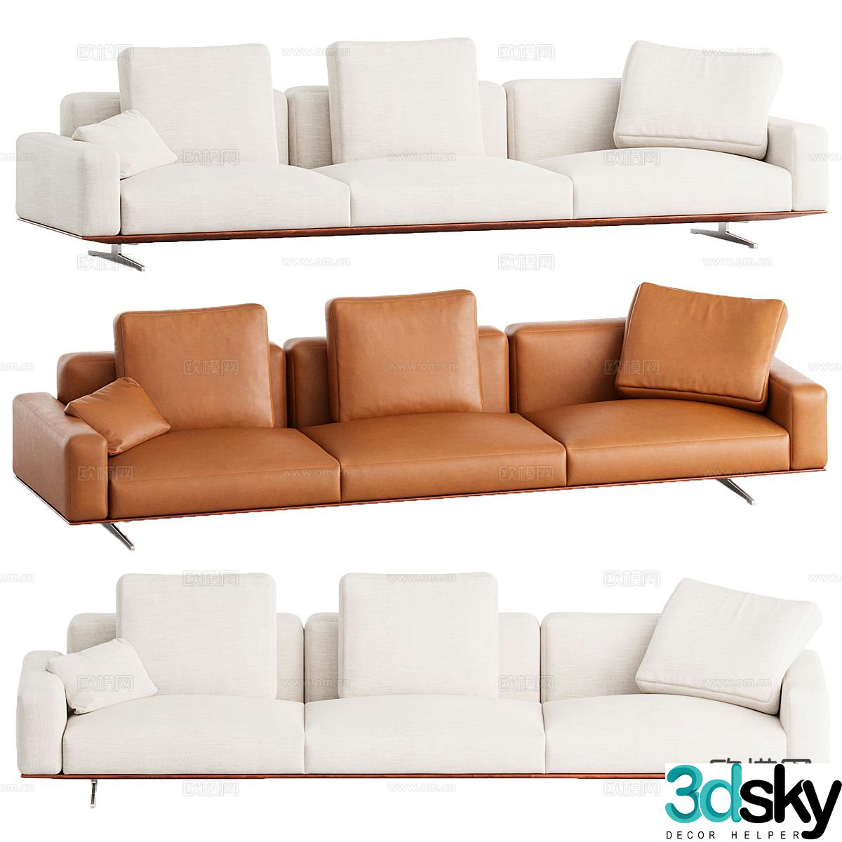 Modern multi-seater sofa 3d model