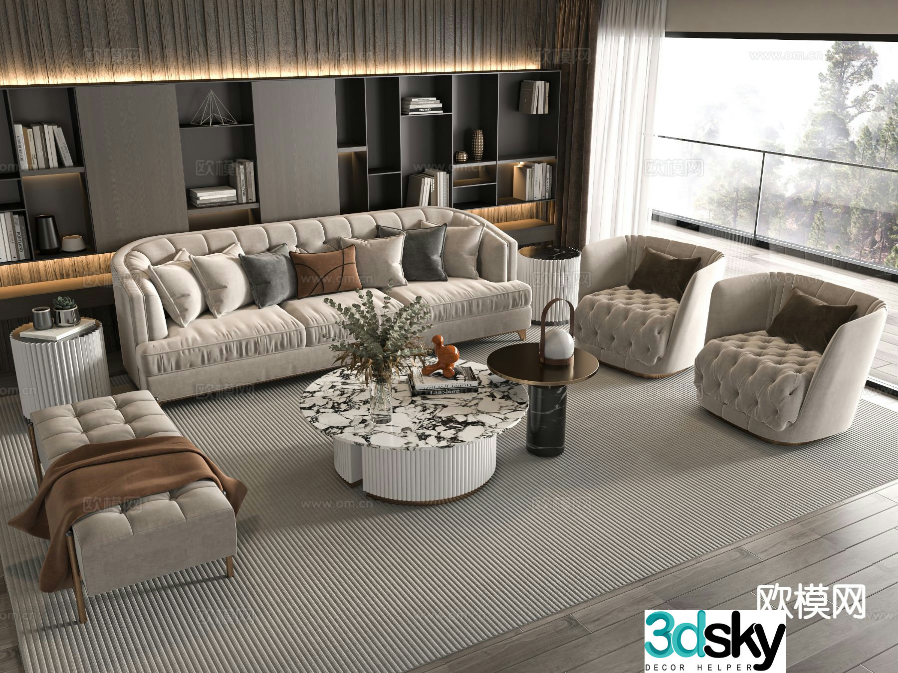 American sofa set 3d model