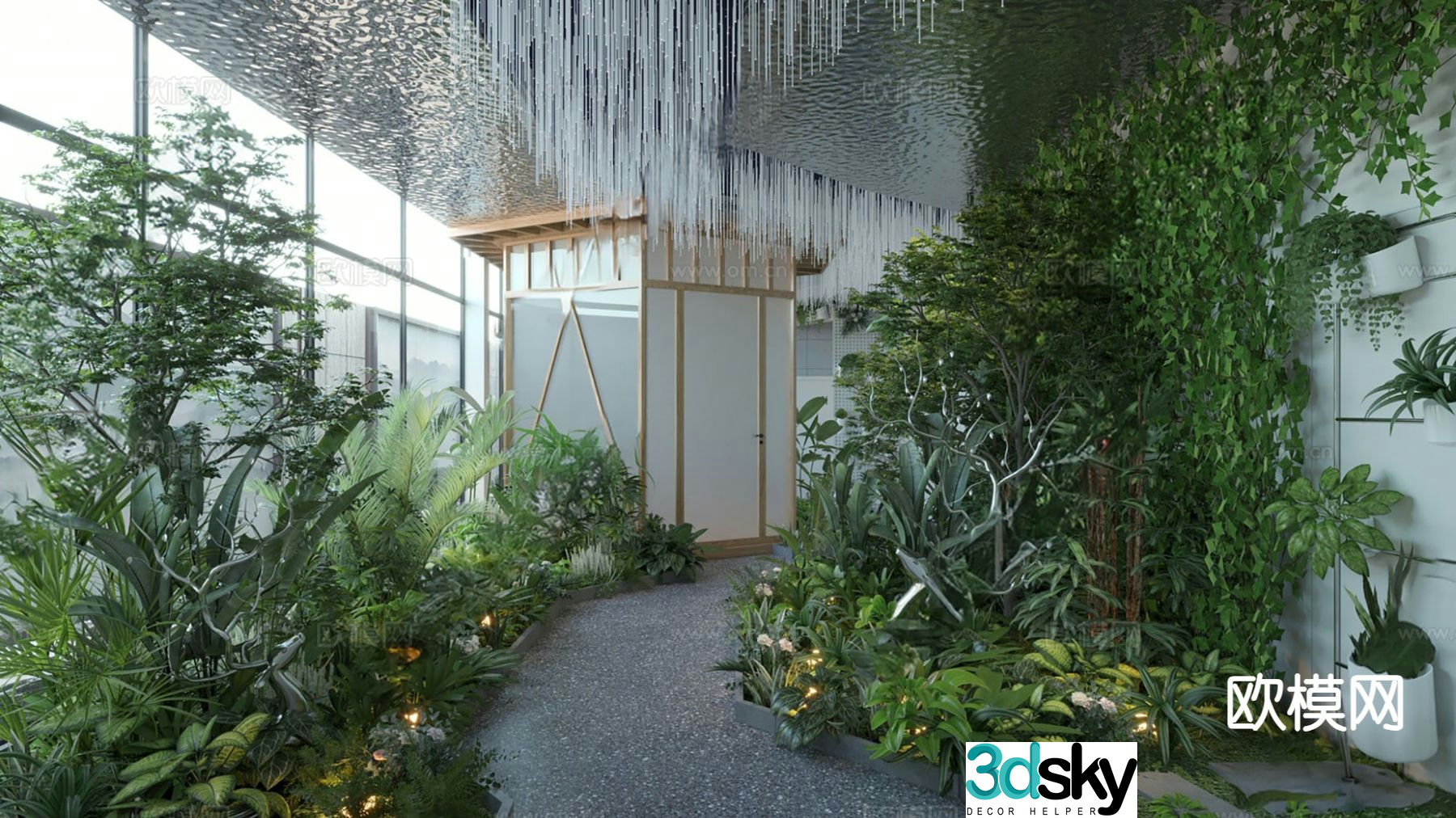 Modern indoor landscape landscaping aisle landscaping 3D model
