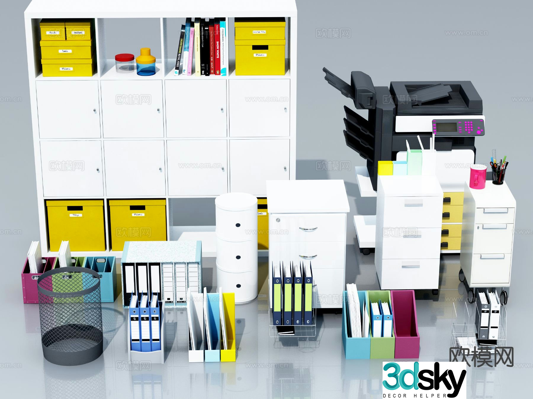 Modern office supplies file cabinet folder 3d model