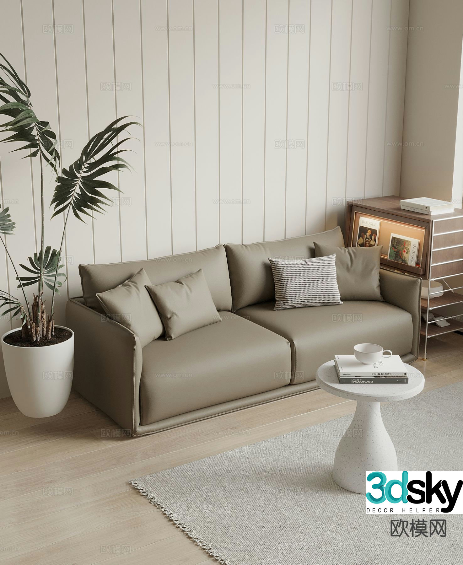 Modern leather loveseat 3d model