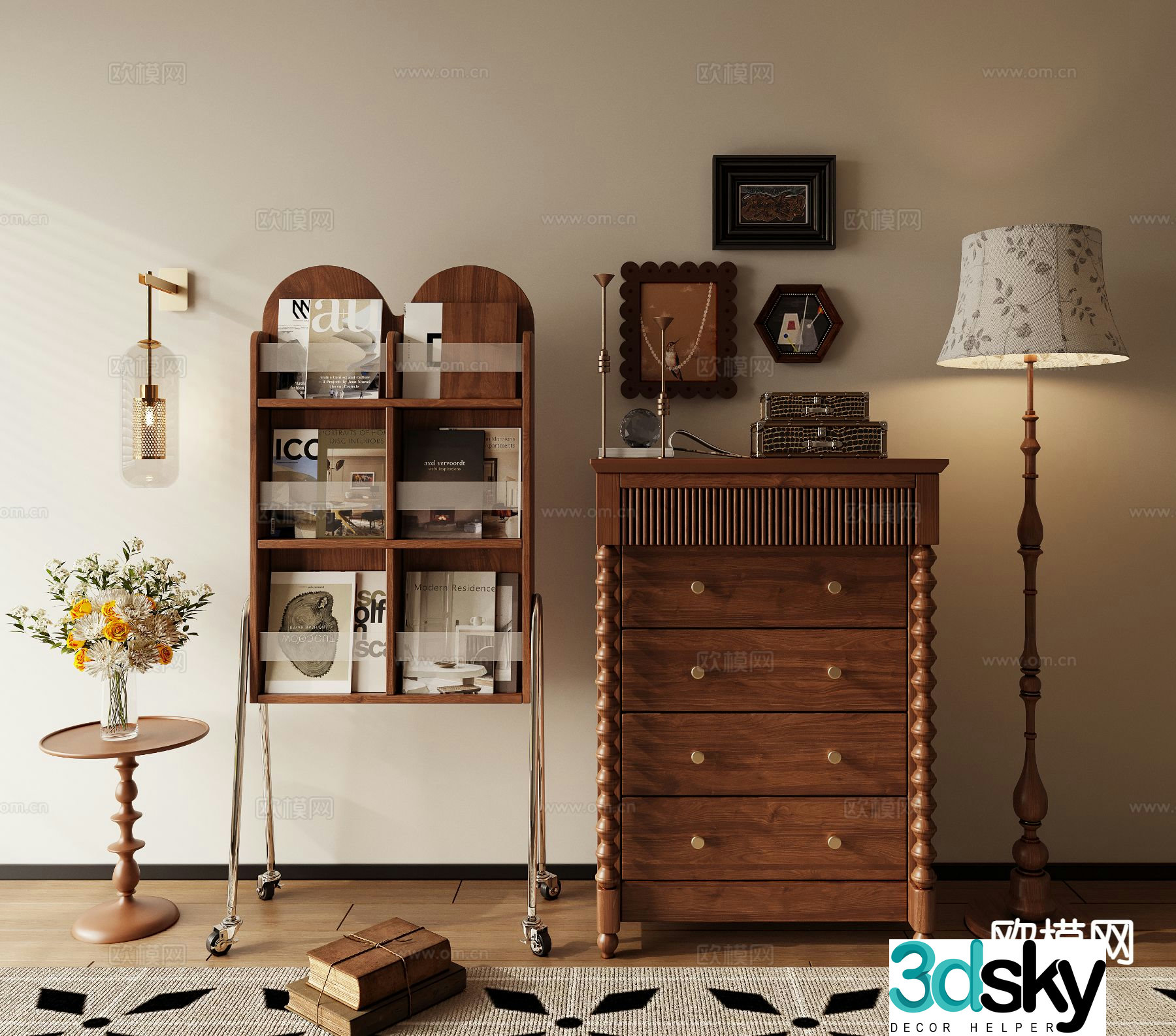 Medieval style low cabinet chest 3D model