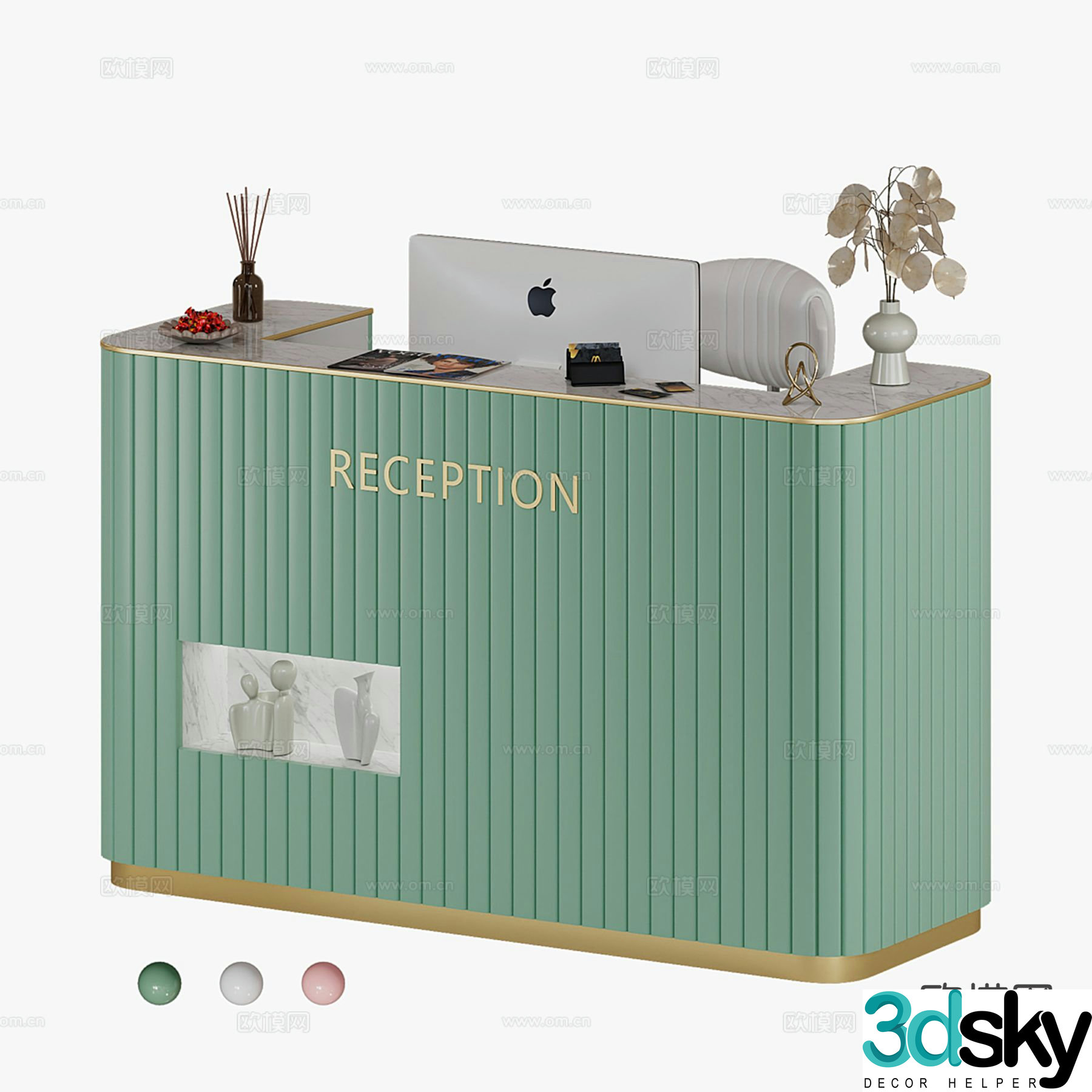 Modern front desk reception desk 3d model