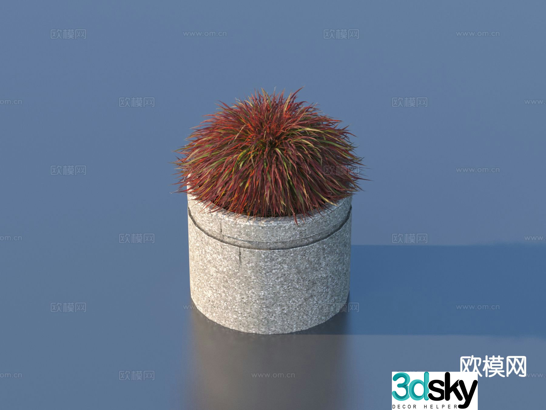 Modern flower bed potted 3D model