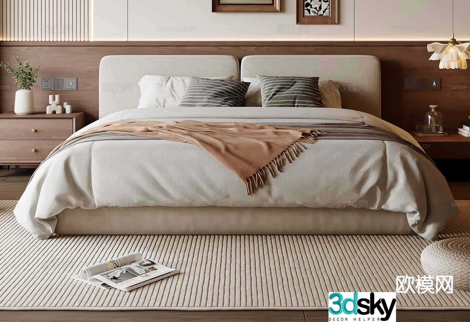 Medieval style double bed 3d model