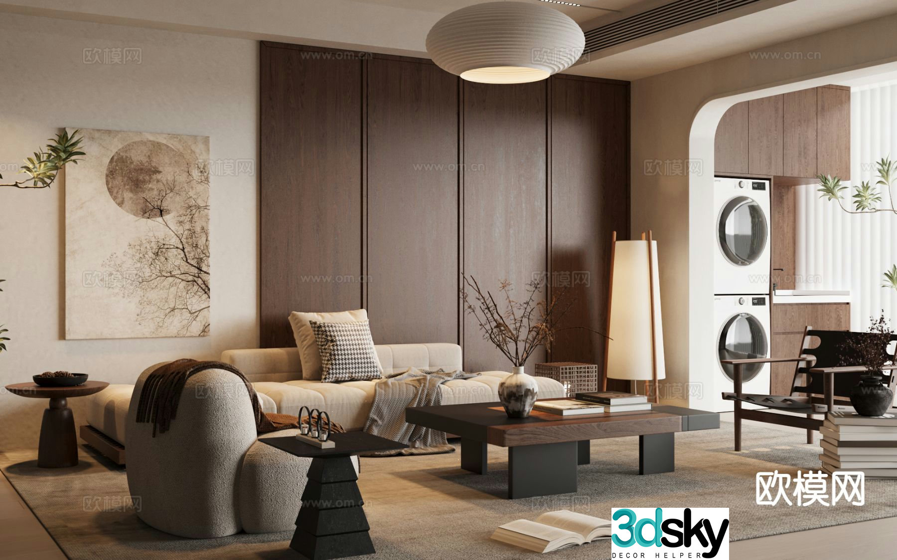 Middle-aged living room 3d model