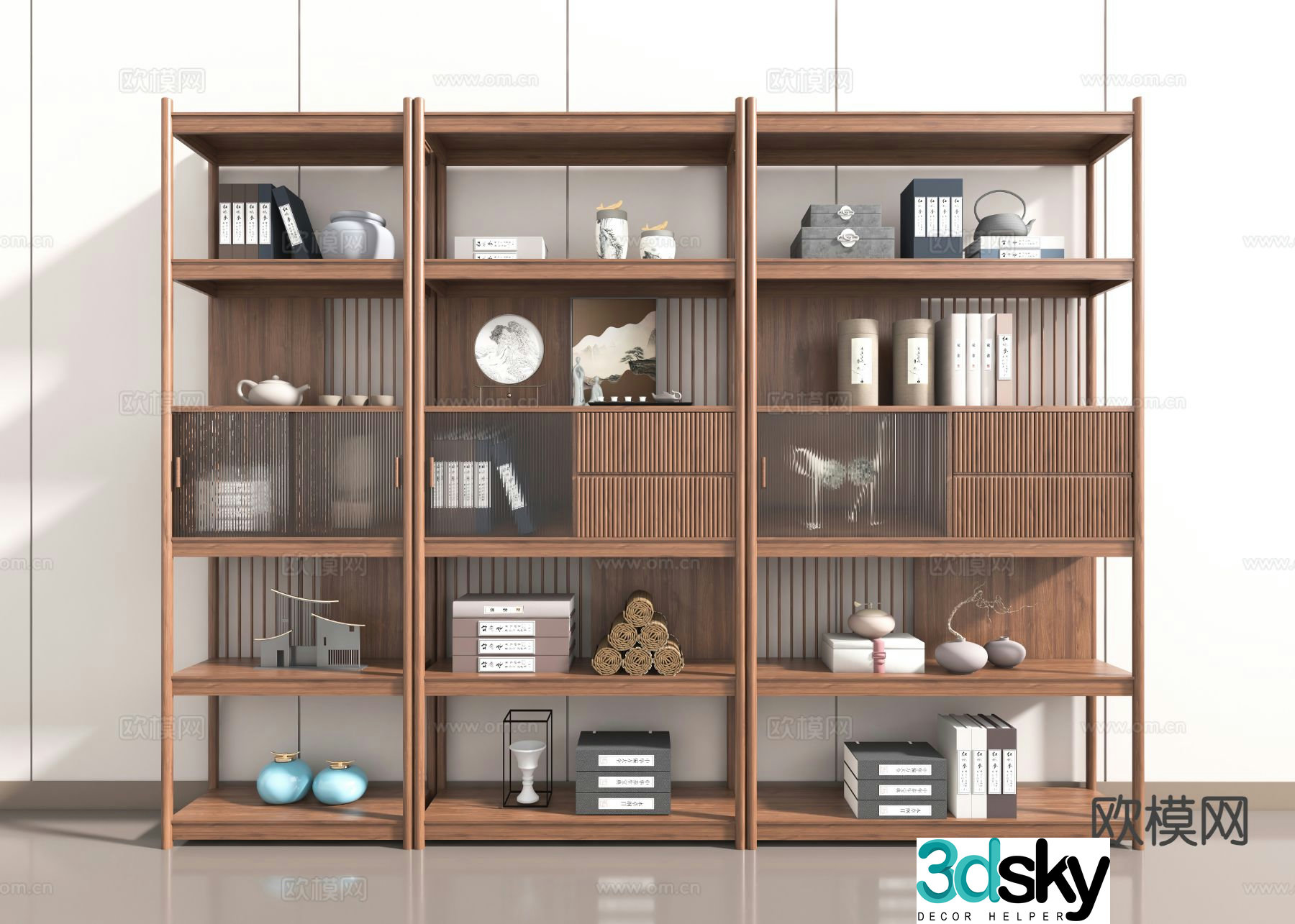 New Chinese style bookcase bookshelf 3d model