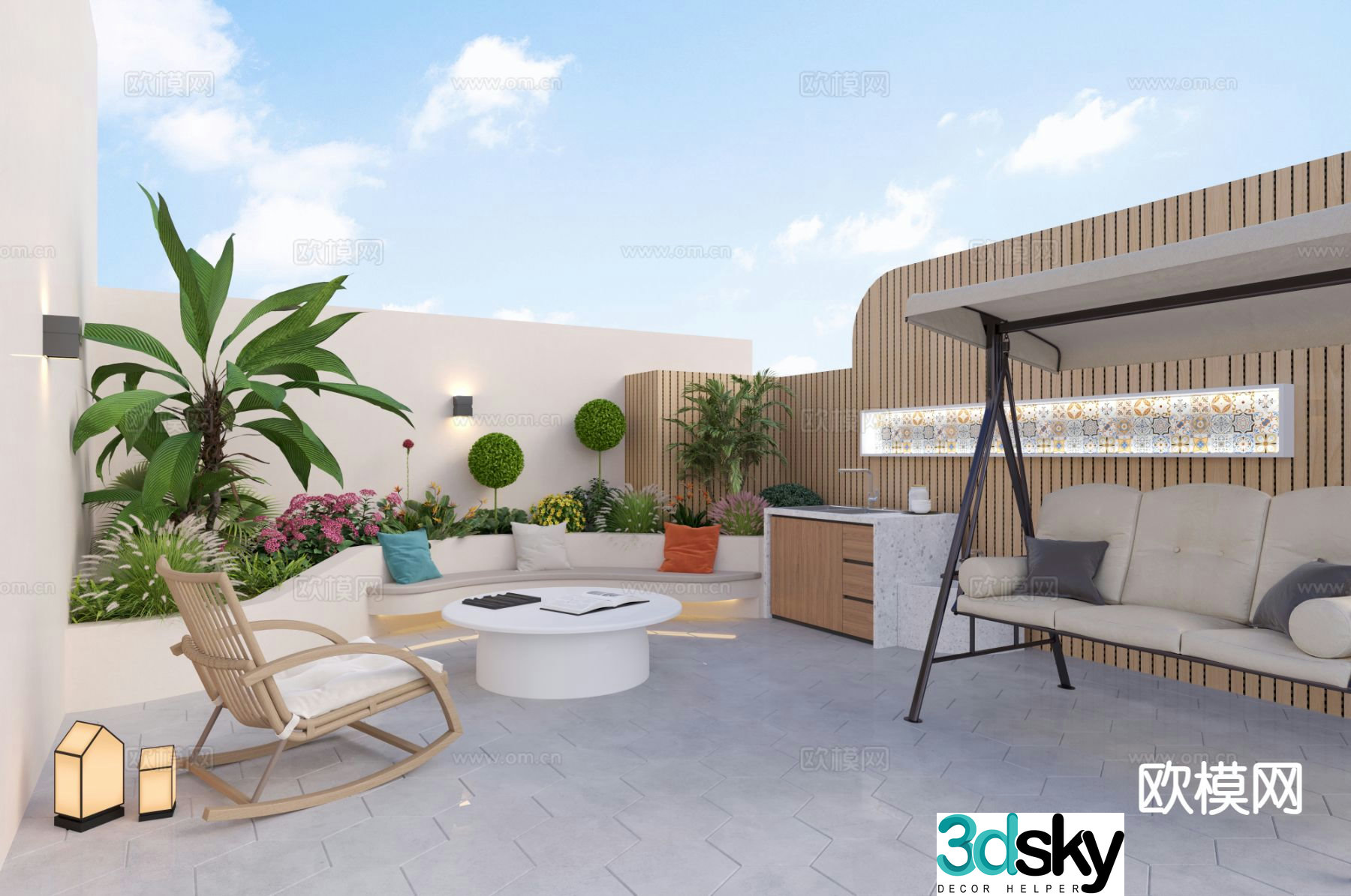 Modern courtyard landscape villa garden landscape 3d model