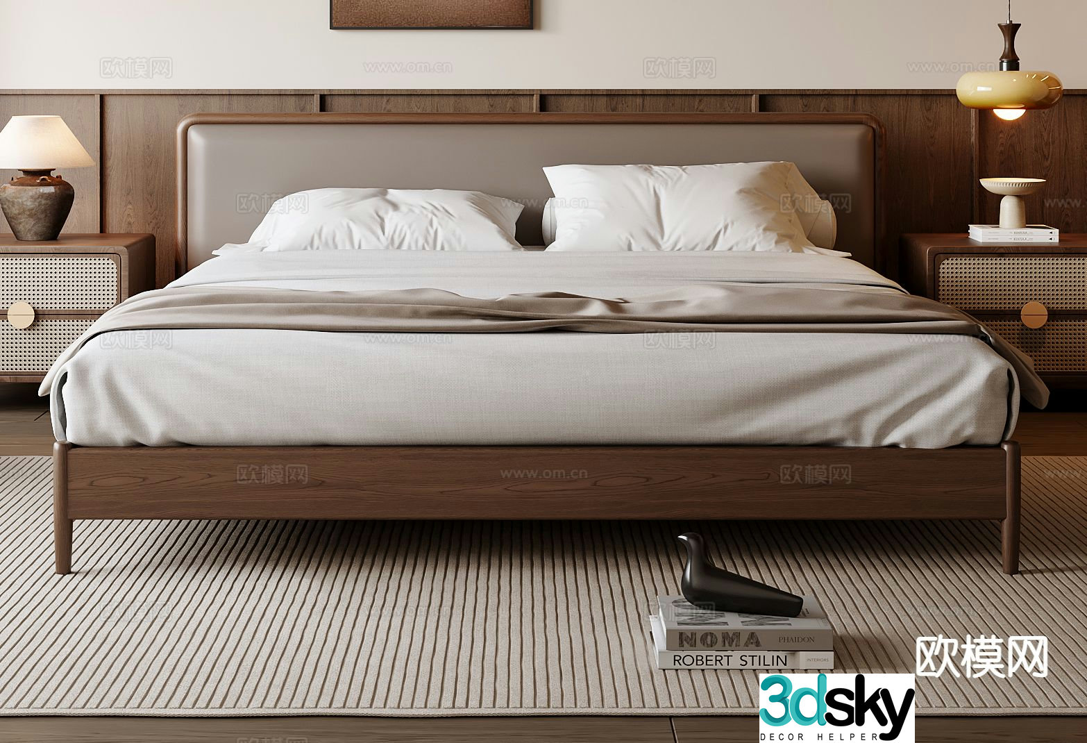 Medieval style double bed 3d model