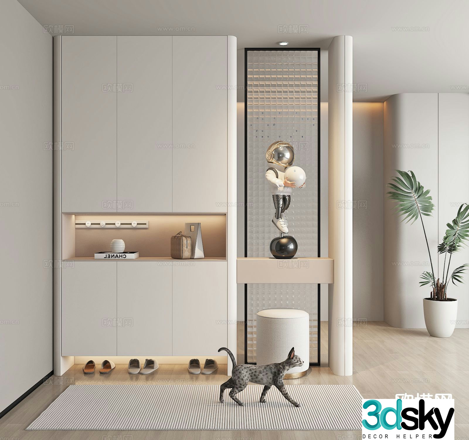 Modern entrance shoe cabinet 3d model