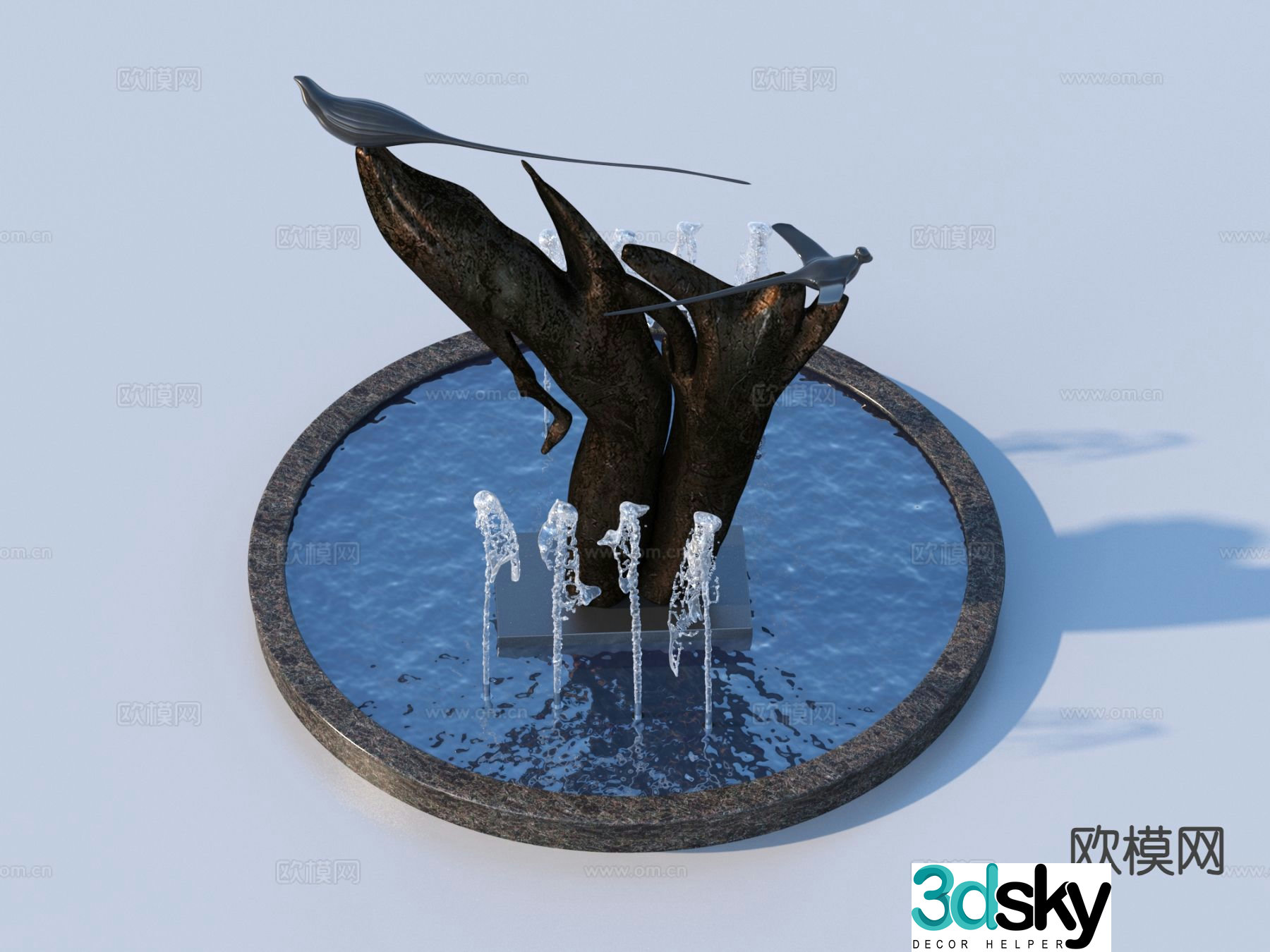 Urban sculpture water fountain landscape sculpture 3d model