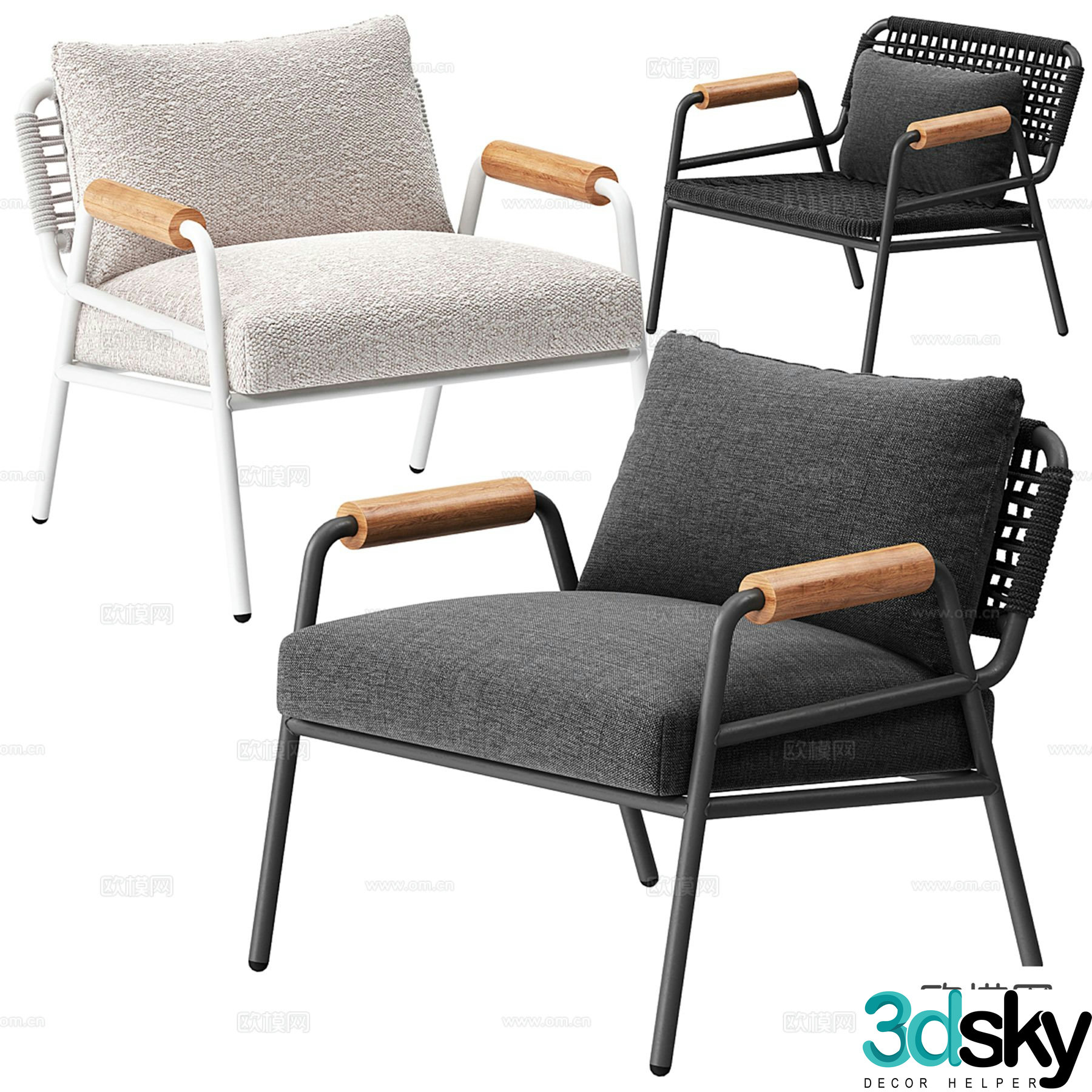 Meridiani modern lounge chair 3d model
