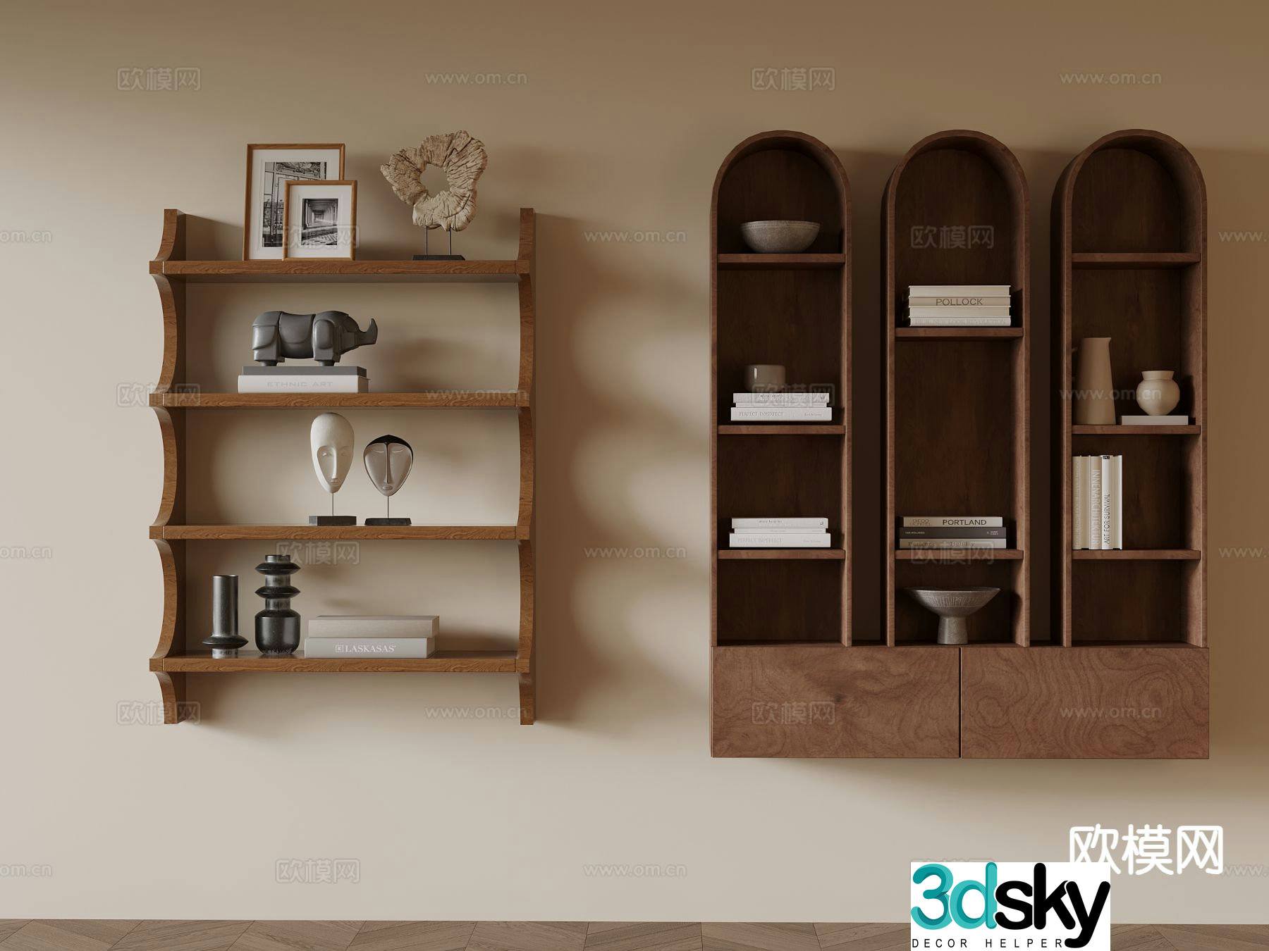Middle-aged bookshelf shelf 3D model