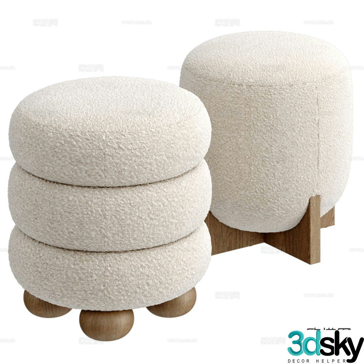 minotti modern sofa stool 3d model