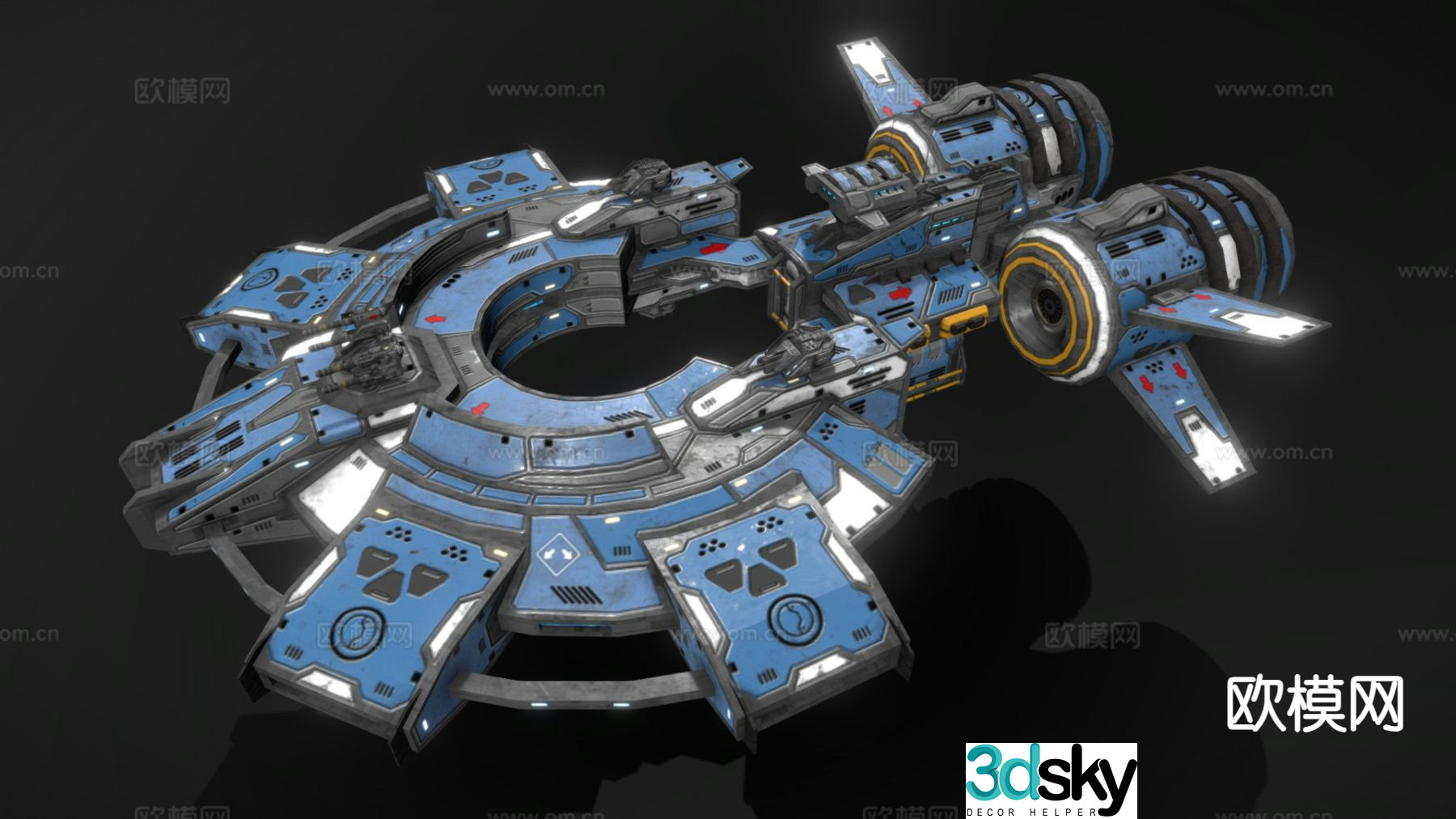 Modern sci-fi frigate 3d model