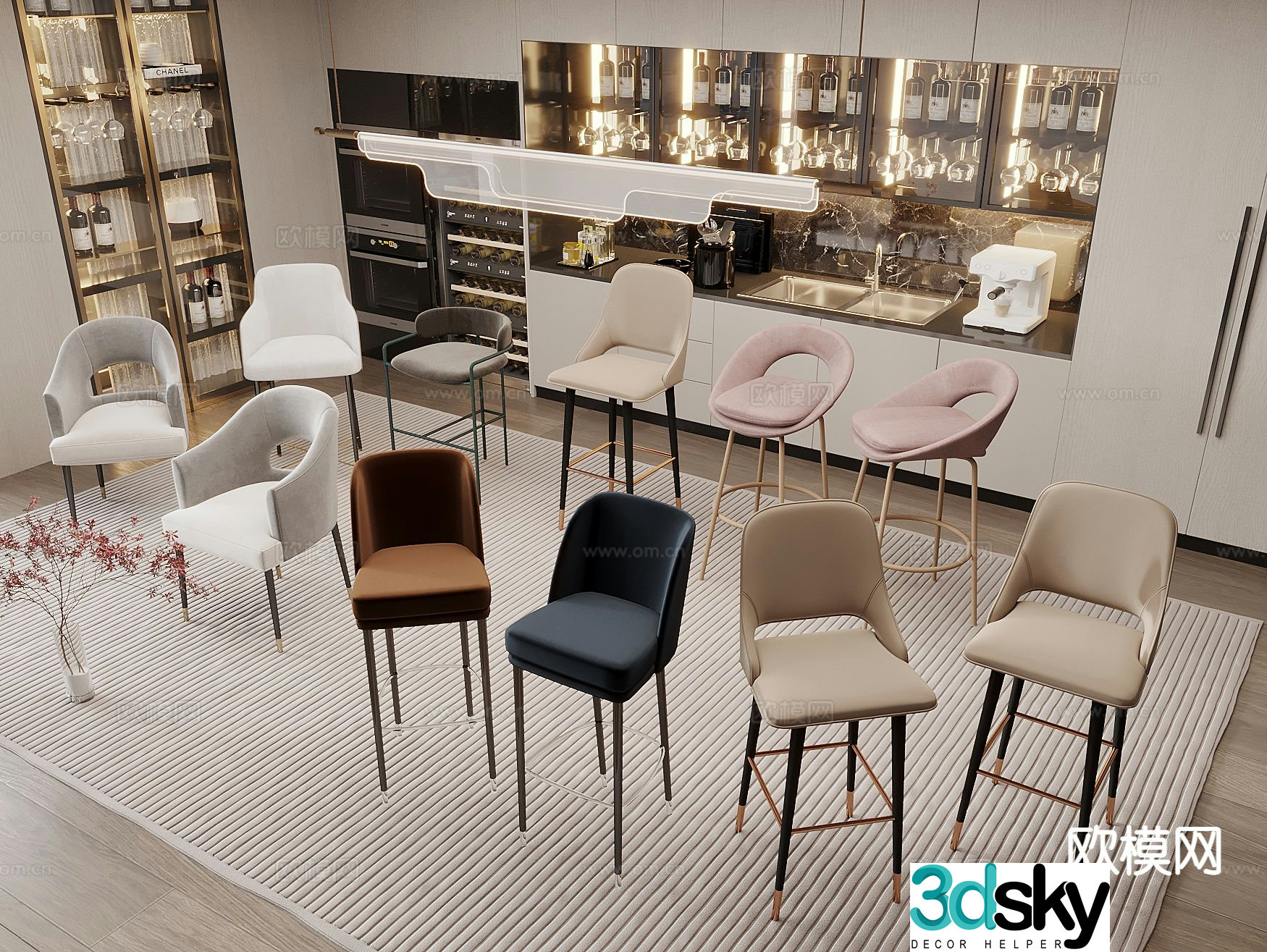 Bar stool bar chair leisure bar chair 3d model