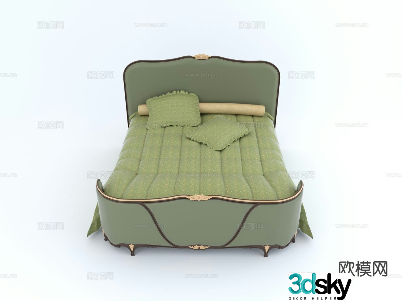 American double bed 3d model