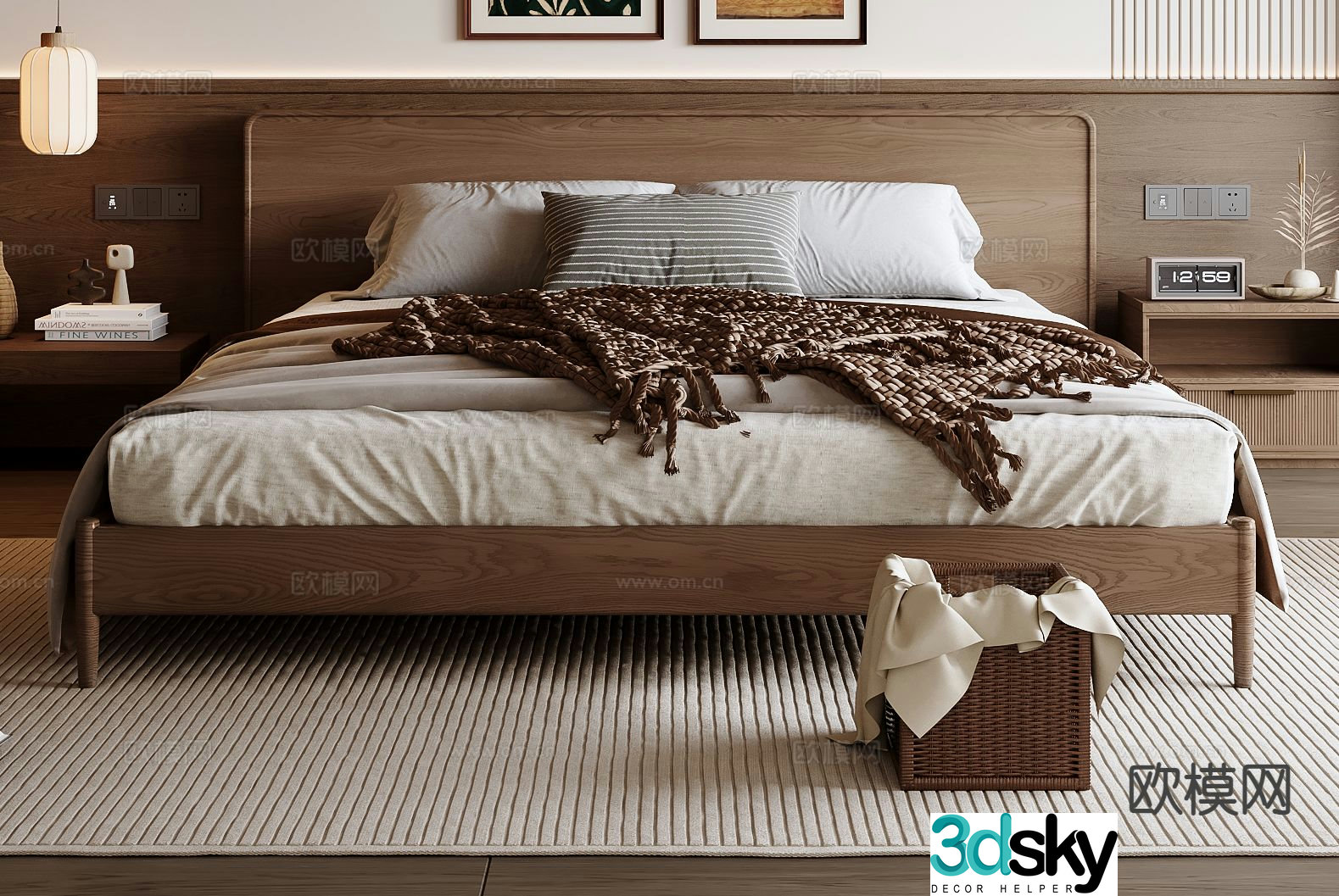 Medieval style double bed 3d model