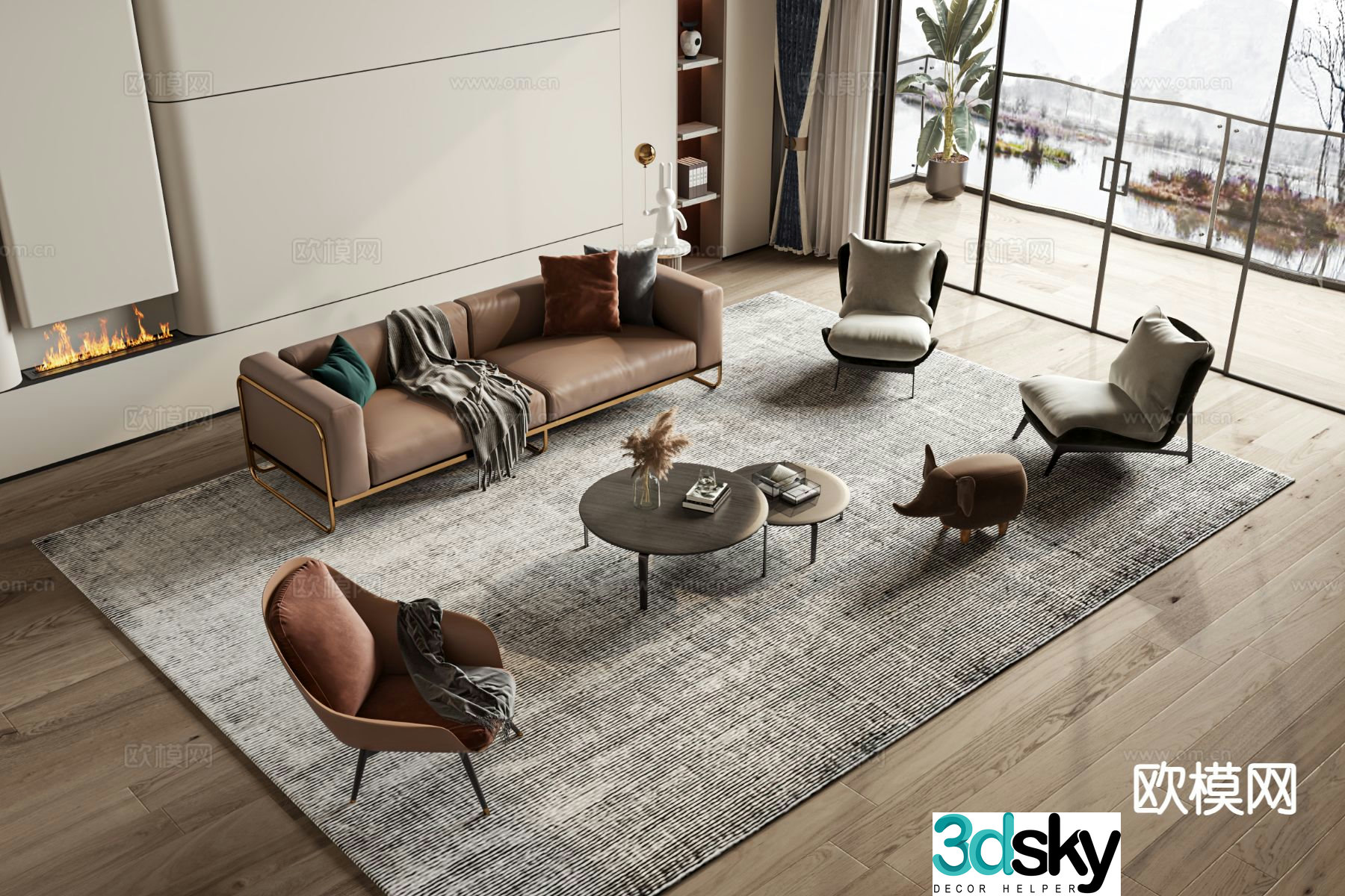 Modern sofa set 3d model