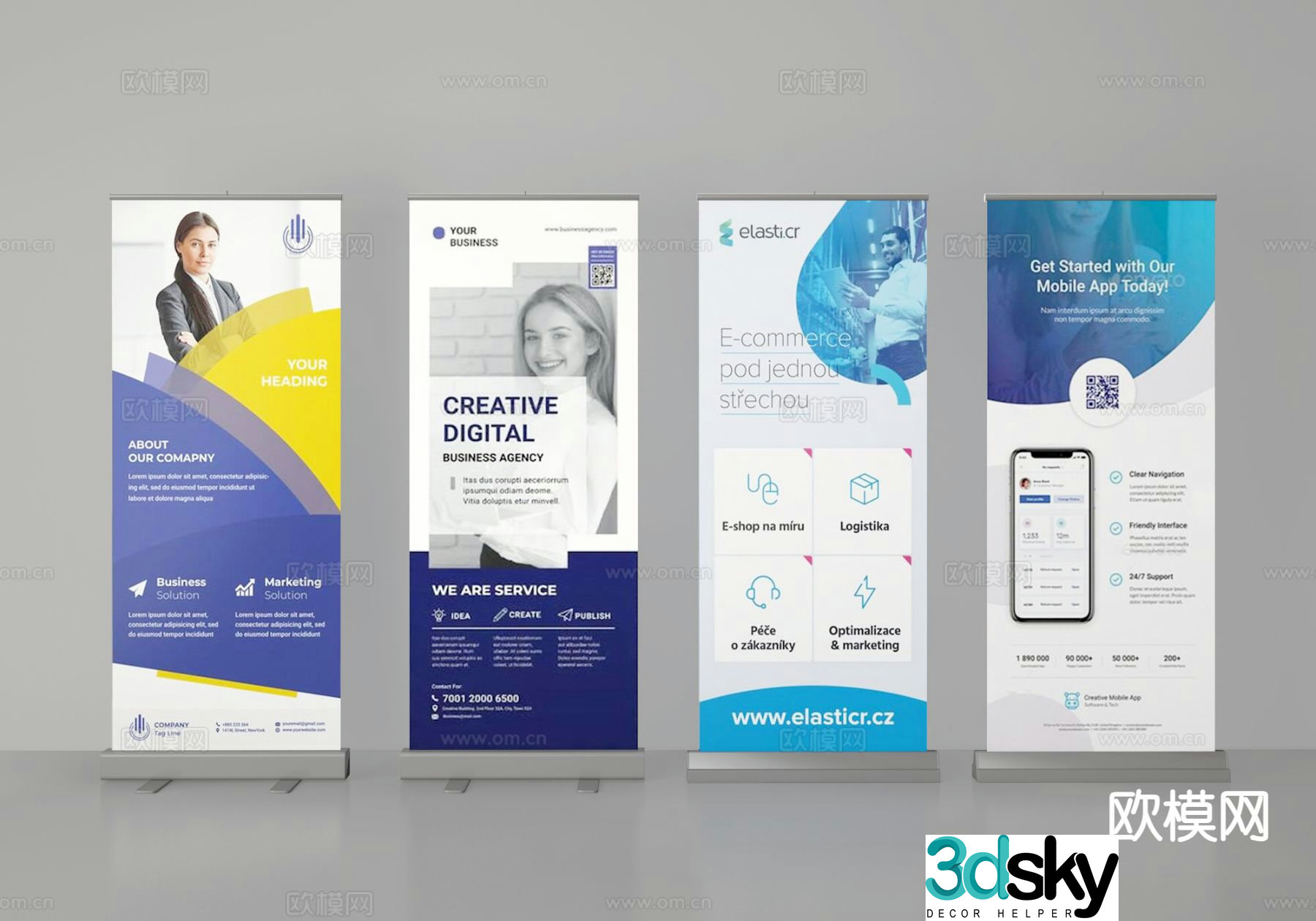 Modern poster stand billboard 3d model