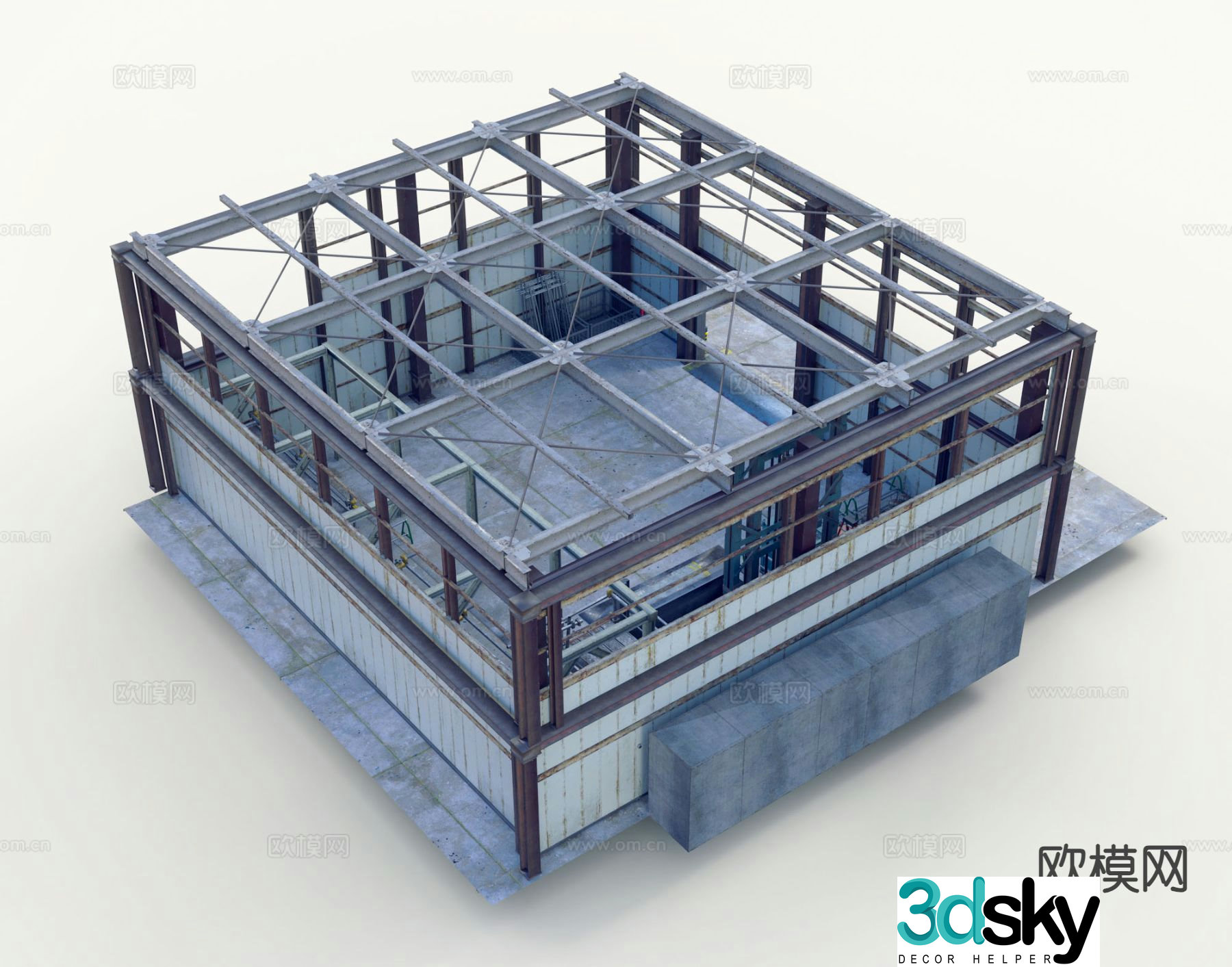 Industrial style steel frame skeleton 3D model