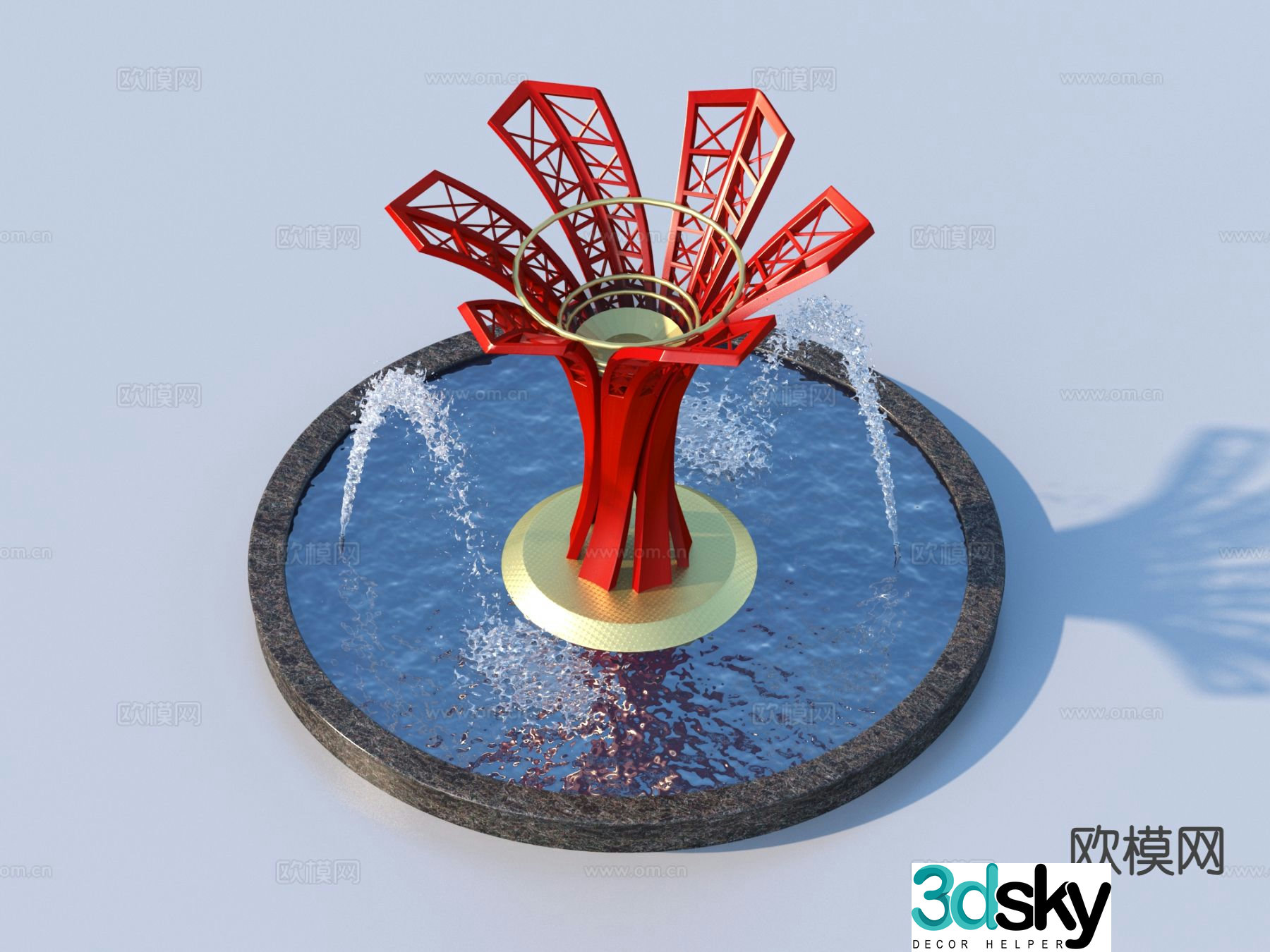 Urban sculpture water fountain landscape sculpture 3d model