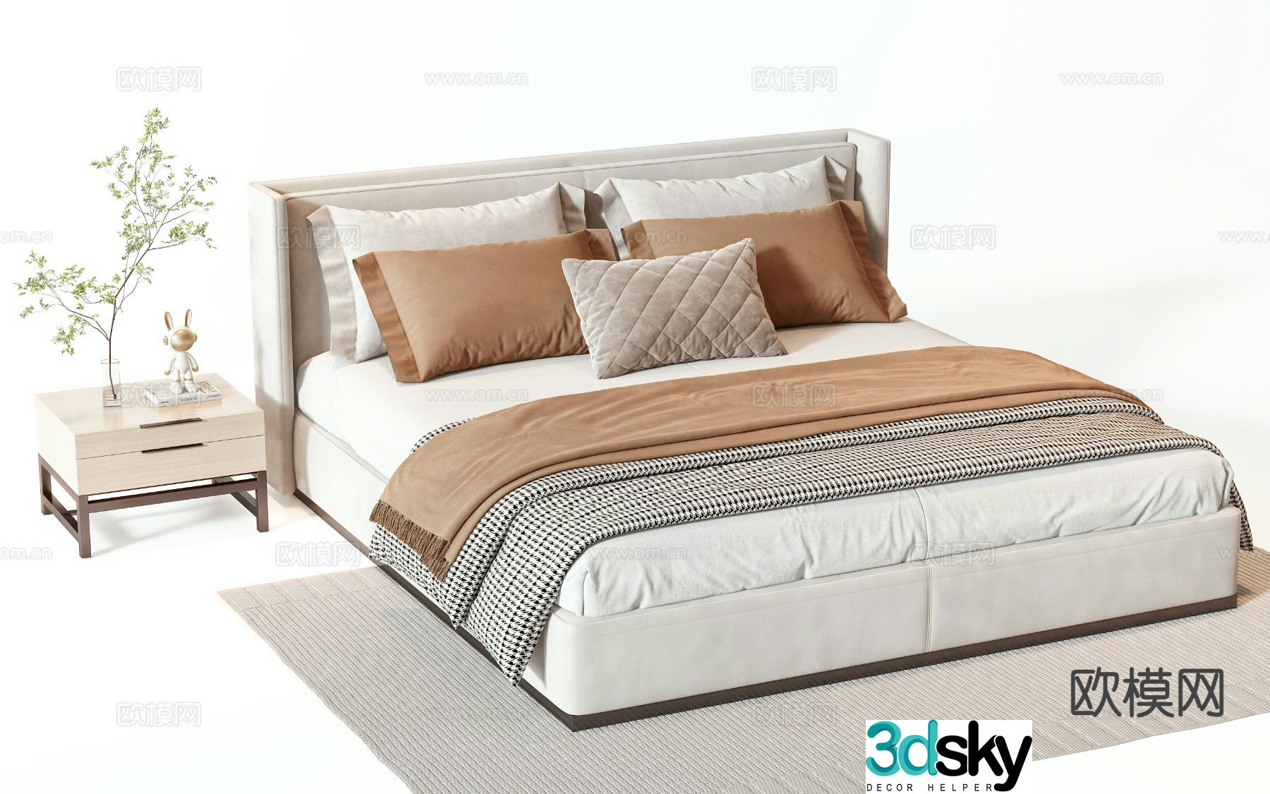Modern double bed 3d model