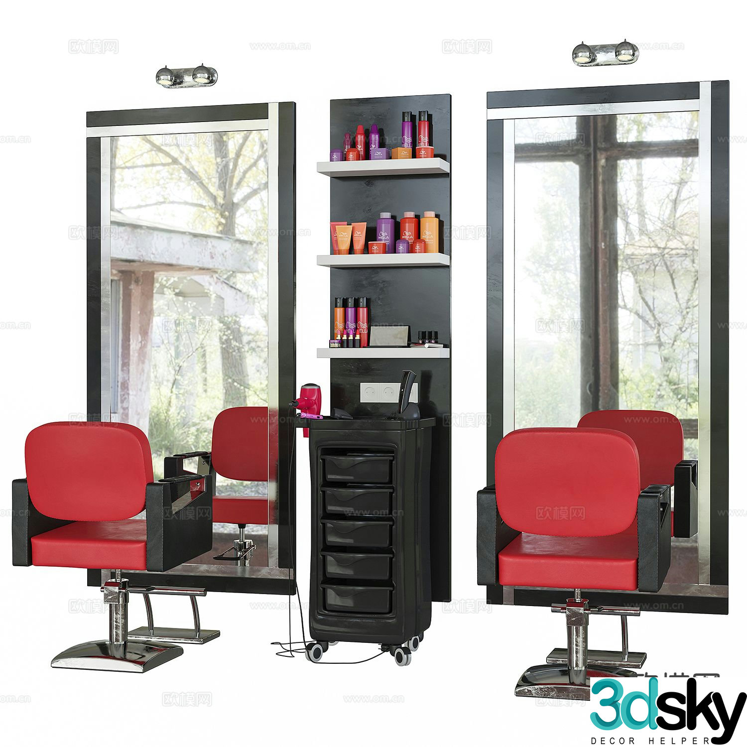 Modern barber chair hairdressing chair 3d model