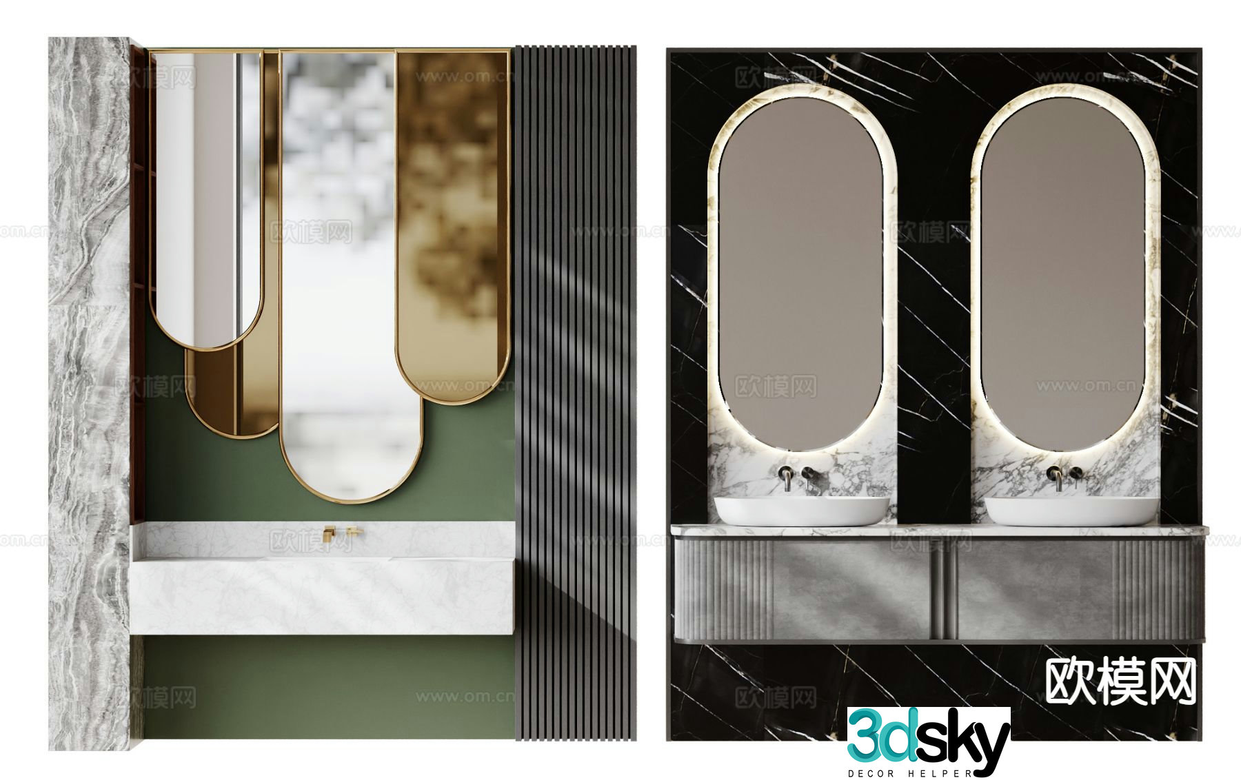 Modern washbasin double basin basin 3d model
